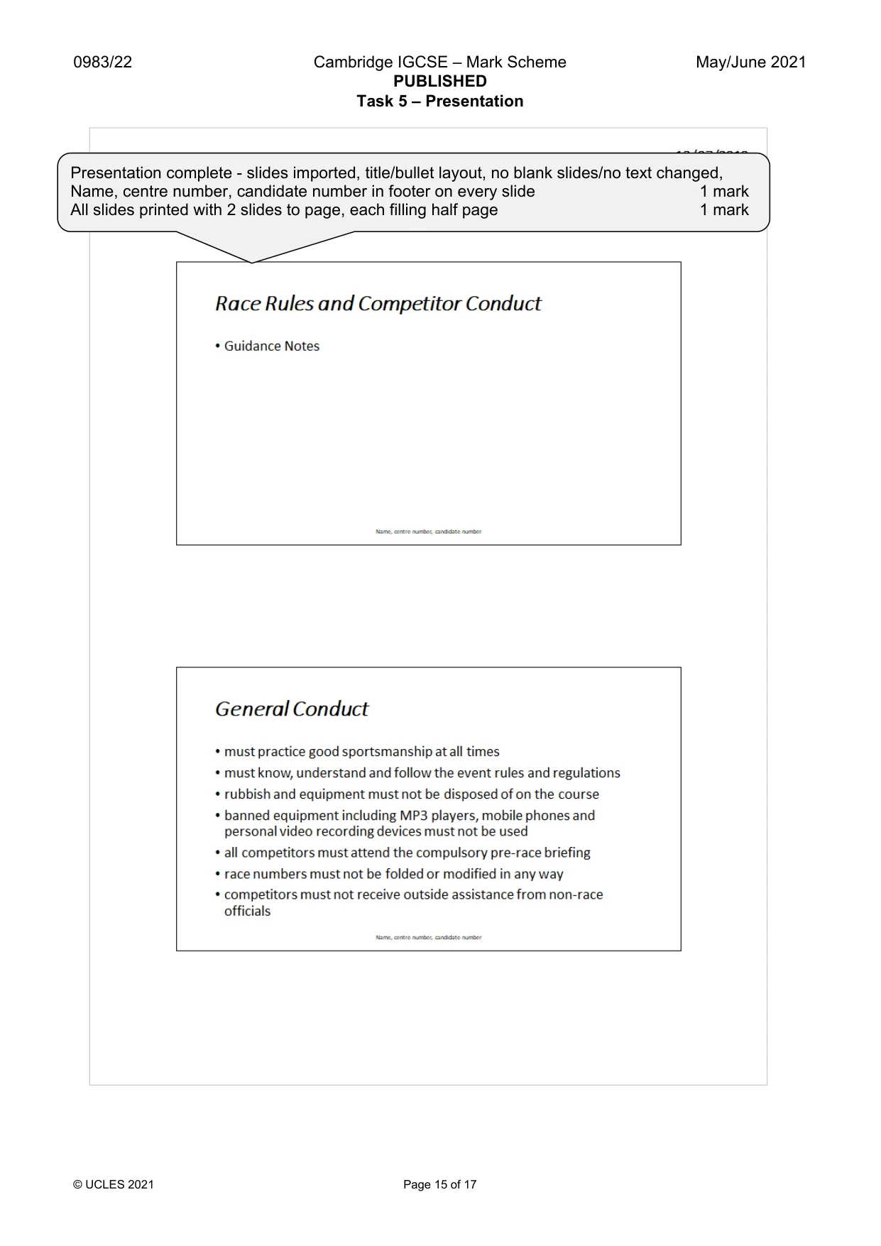 Mark scheme, page 15 of 17