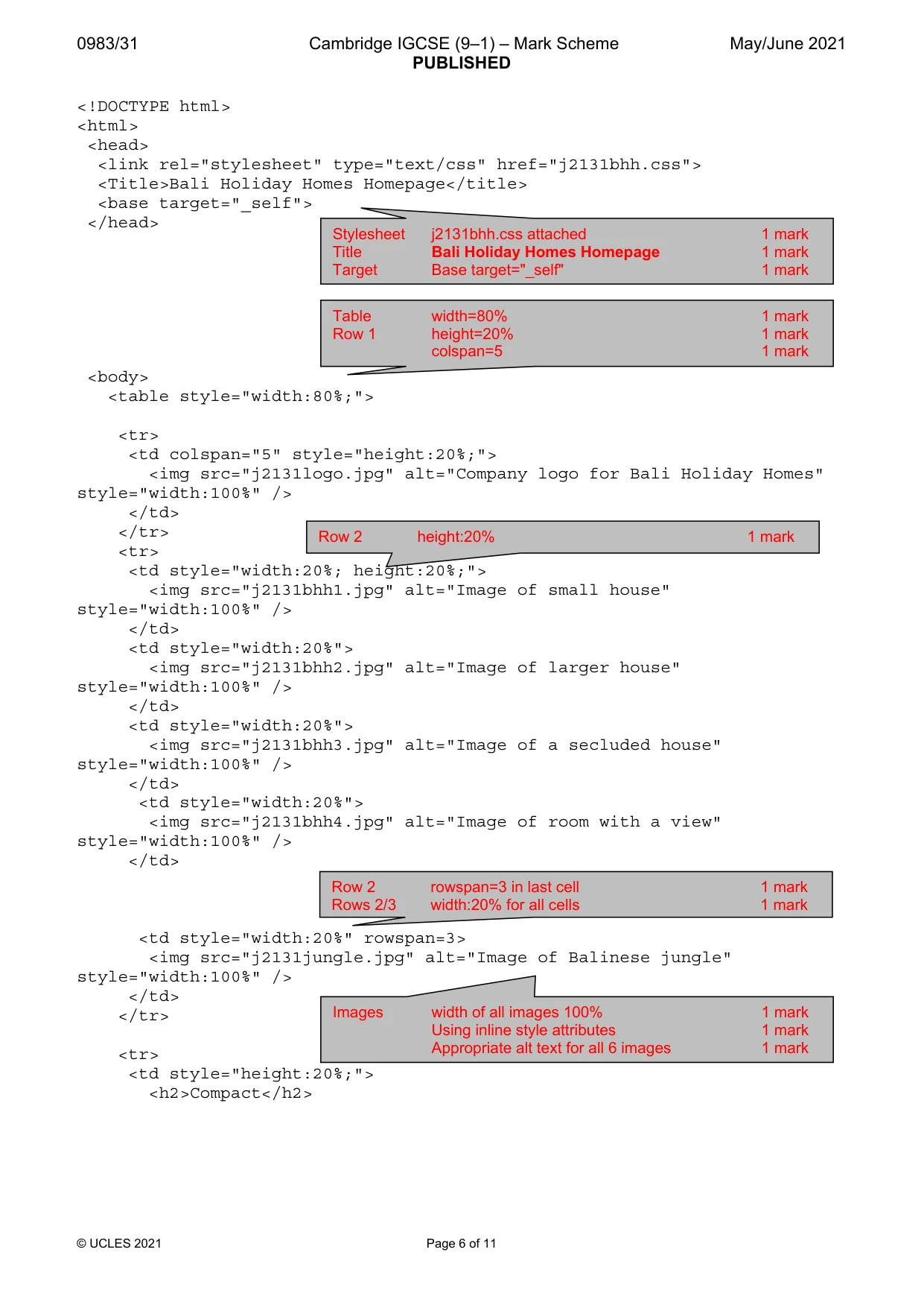 Mark scheme, page 6 of 11