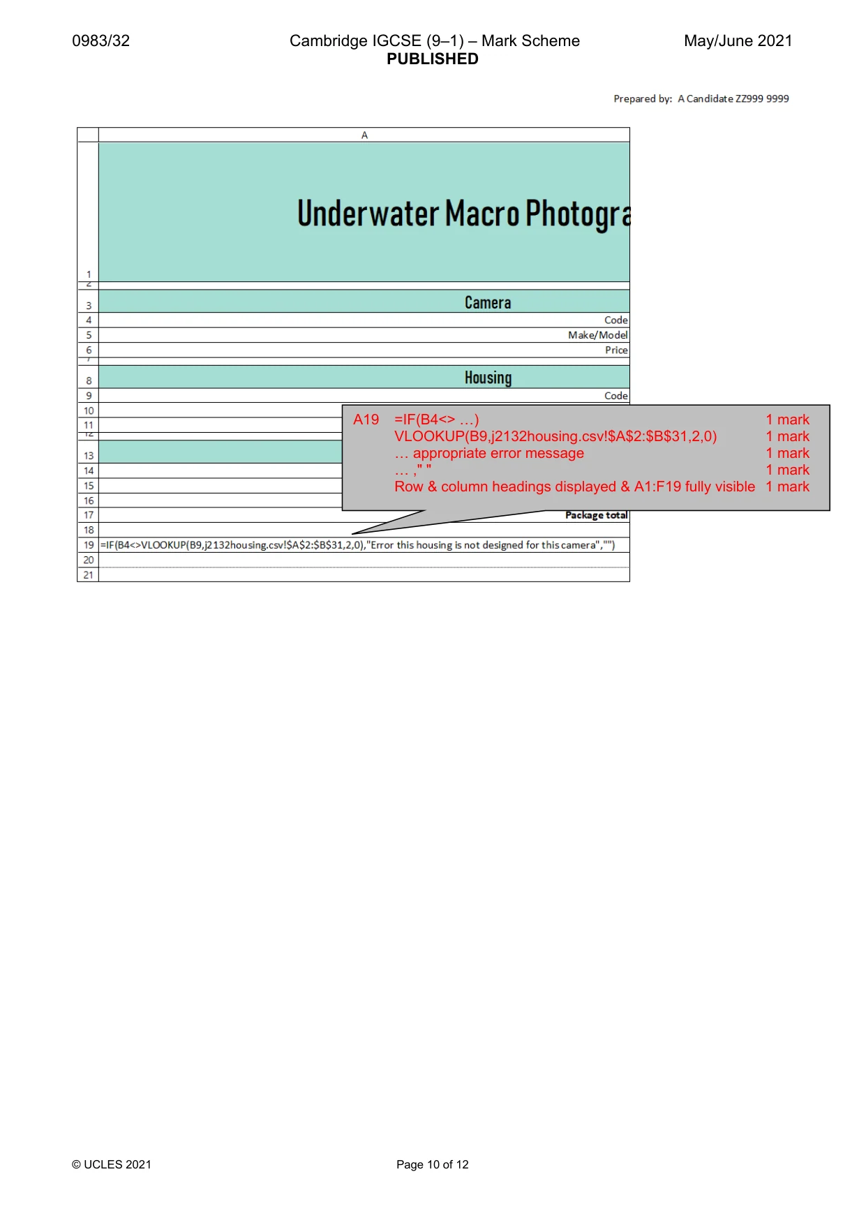Mark scheme, page 10 of 12