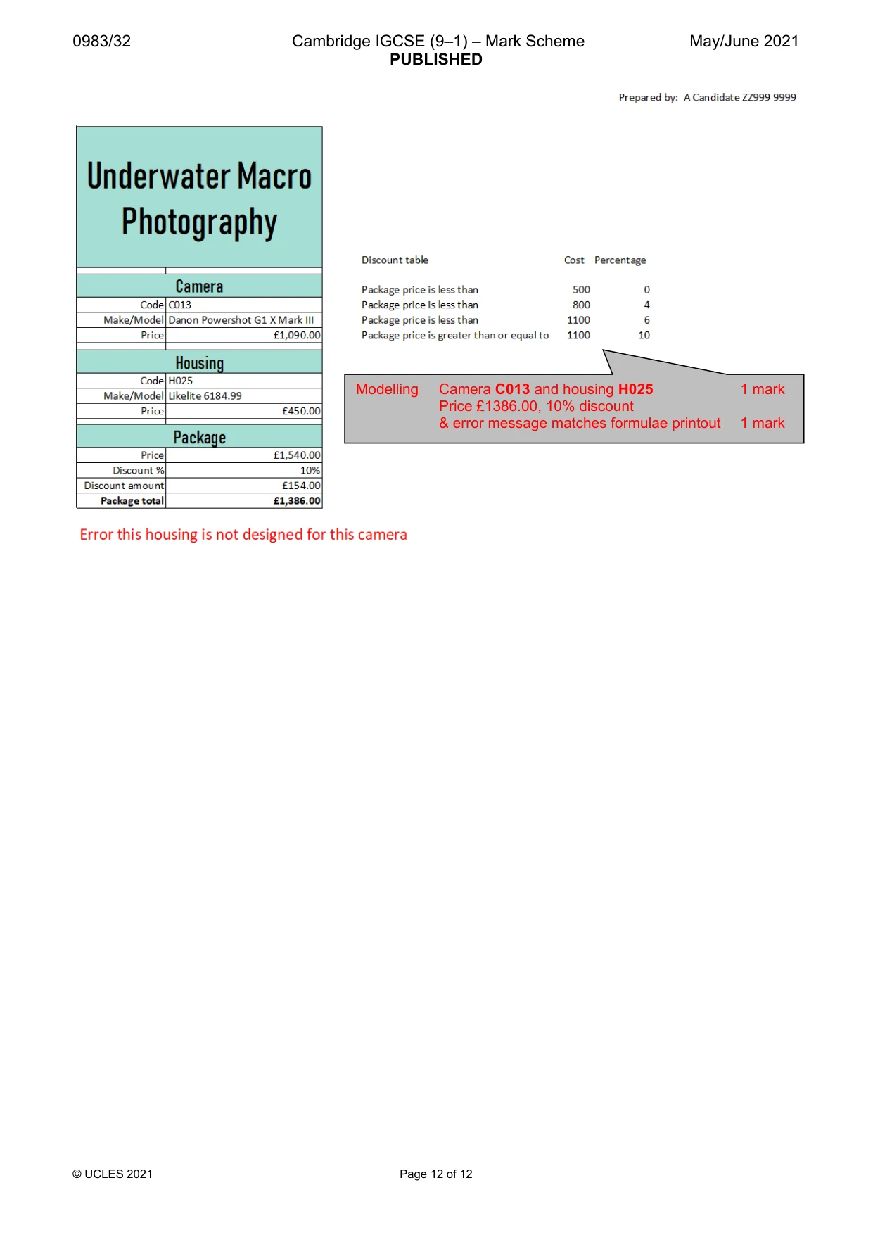 Mark scheme, page 12 of 12