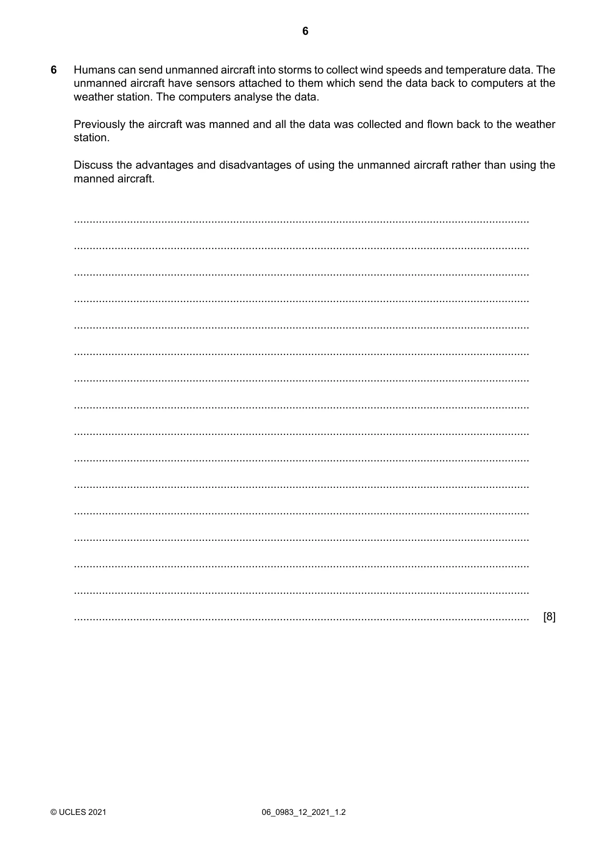 Cambridge IGCSE Information and Communication Technology (9-1) 0983 2021 May/June Paper 1 · Variant 2 question paper, page 6 of 16