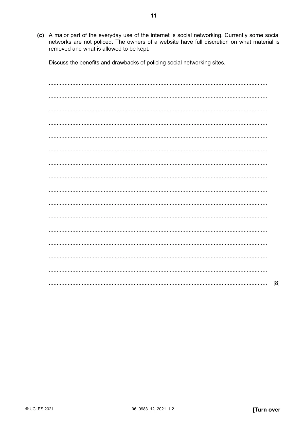 Cambridge IGCSE Information and Communication Technology (9-1) 0983 2021 May/June Paper 1 · Variant 2 question paper, page 11 of 16