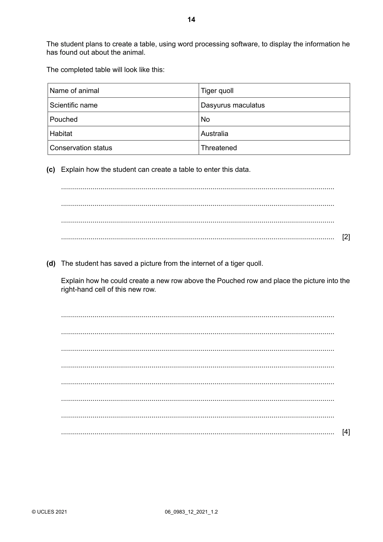 Cambridge IGCSE Information and Communication Technology (9-1) 0983 2021 May/June Paper 1 · Variant 2 question paper, page 14 of 16