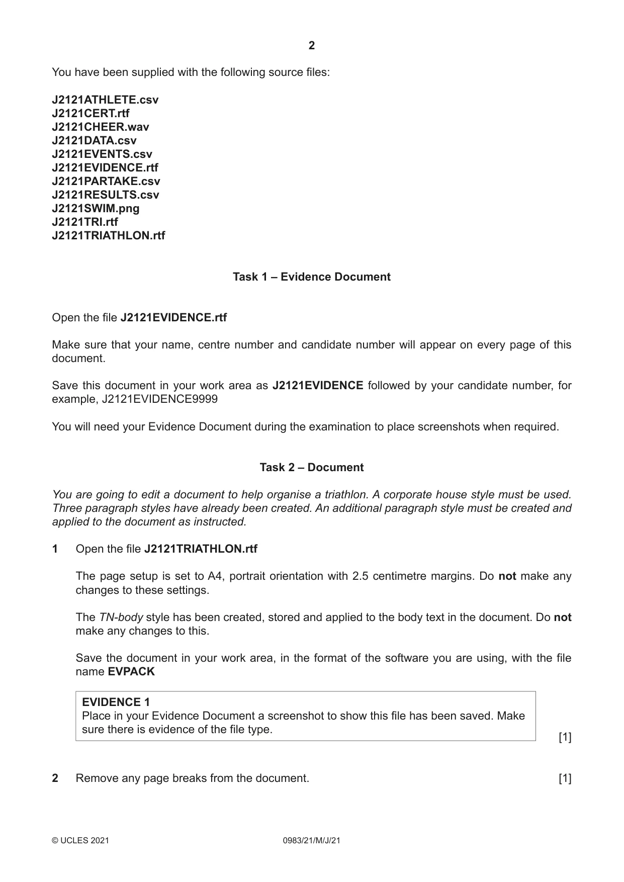 Cambridge IGCSE Information and Communication Technology (9-1) 0983 2021 May/June Paper 2 · Variant 1 question paper, page 2 of 12