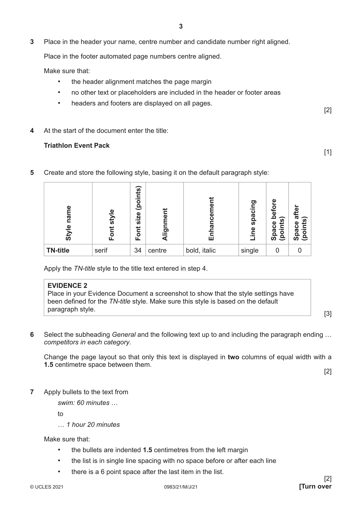 Cambridge IGCSE Information and Communication Technology (9-1) 0983 2021 May/June Paper 2 · Variant 1 question paper, page 3 of 12