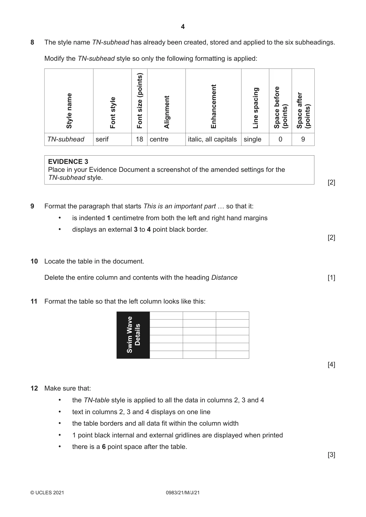 Cambridge IGCSE Information and Communication Technology (9-1) 0983 2021 May/June Paper 2 · Variant 1 question paper, page 4 of 12