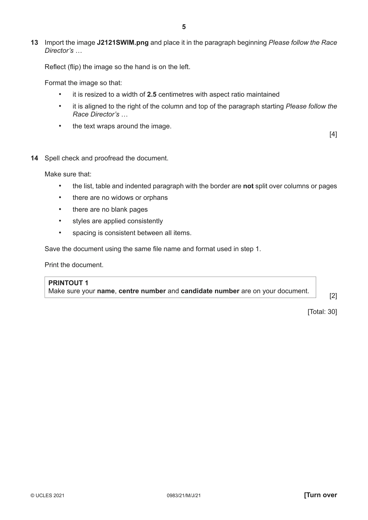 Cambridge IGCSE Information and Communication Technology (9-1) 0983 2021 May/June Paper 2 · Variant 1 question paper, page 5 of 12