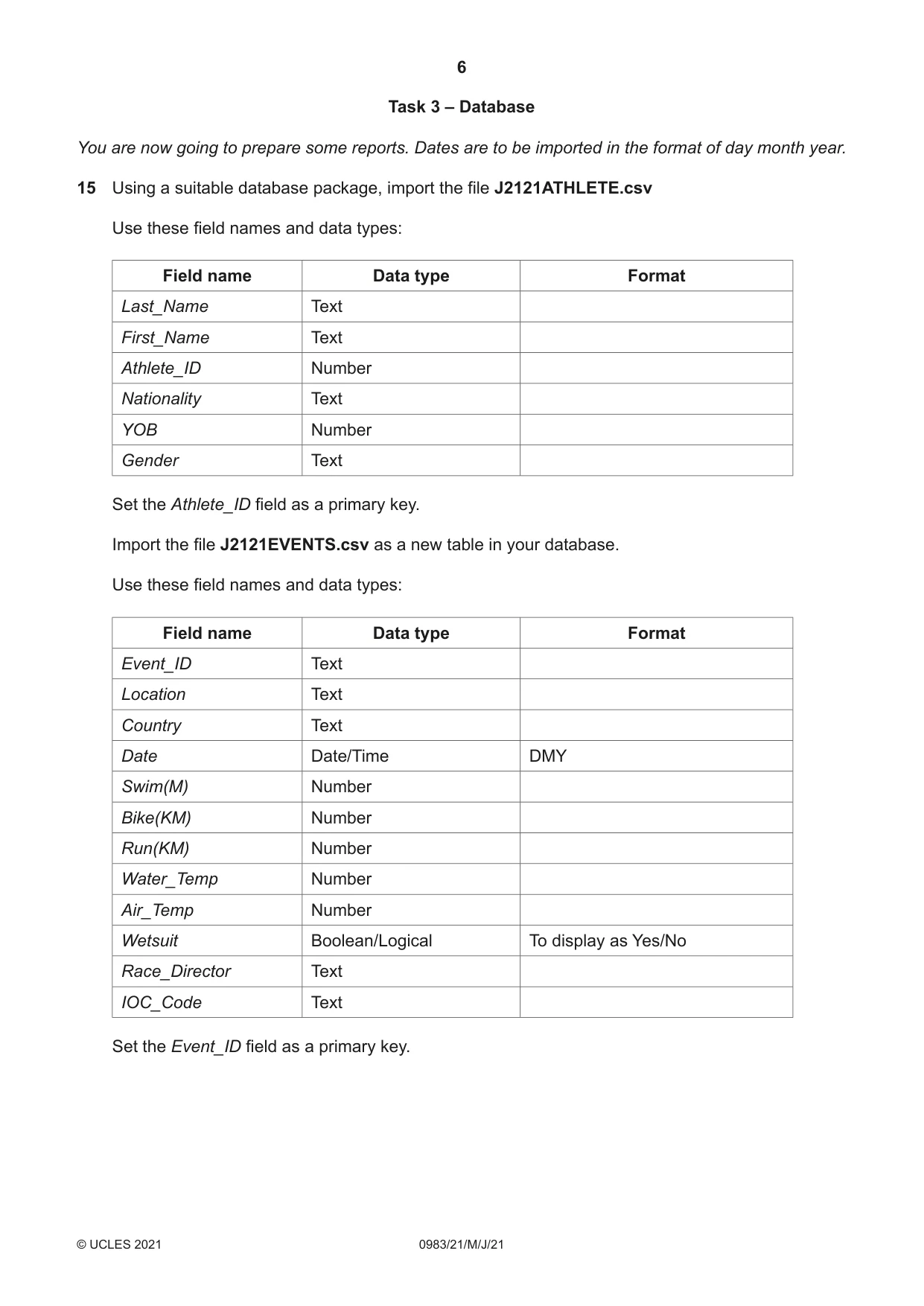 Cambridge IGCSE Information and Communication Technology (9-1) 0983 2021 May/June Paper 2 · Variant 1 question paper, page 6 of 12