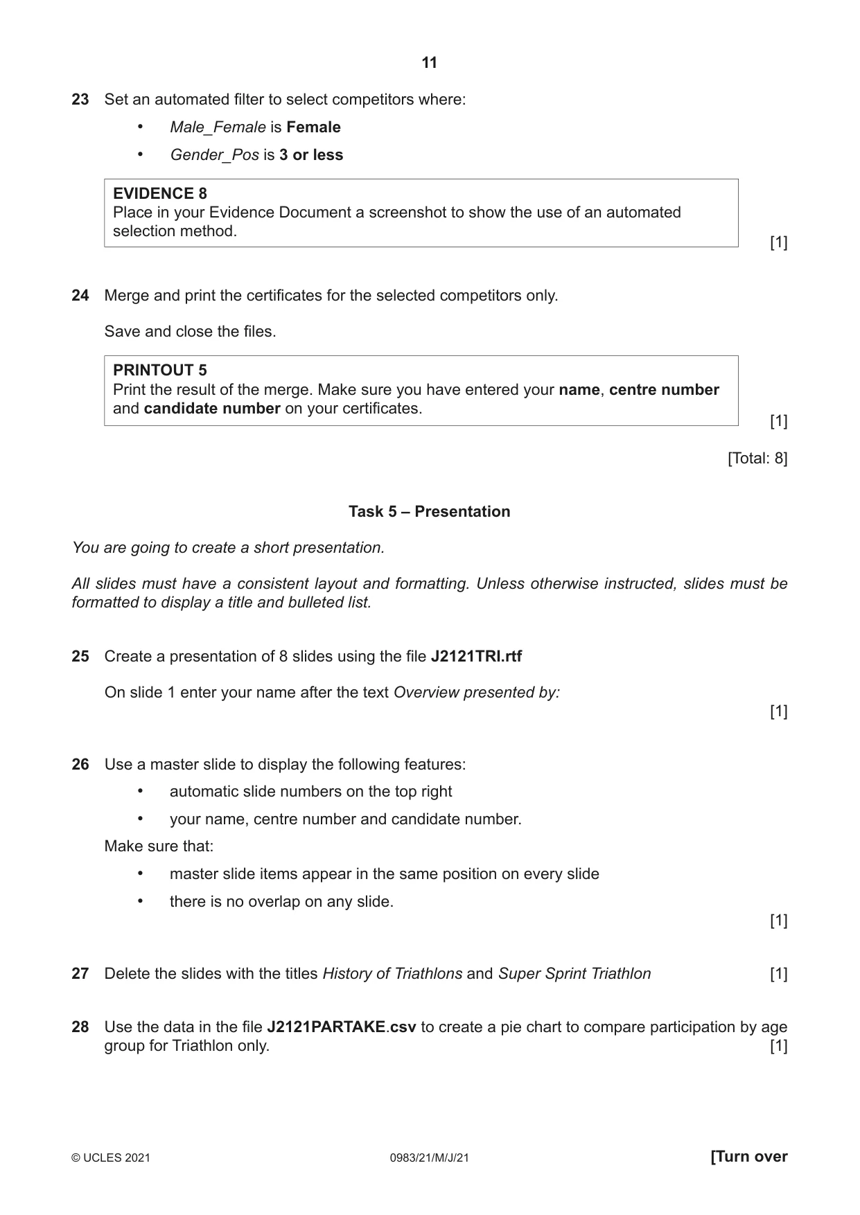 Cambridge IGCSE Information and Communication Technology (9-1) 0983 2021 May/June Paper 2 · Variant 1 question paper, page 11 of 12
