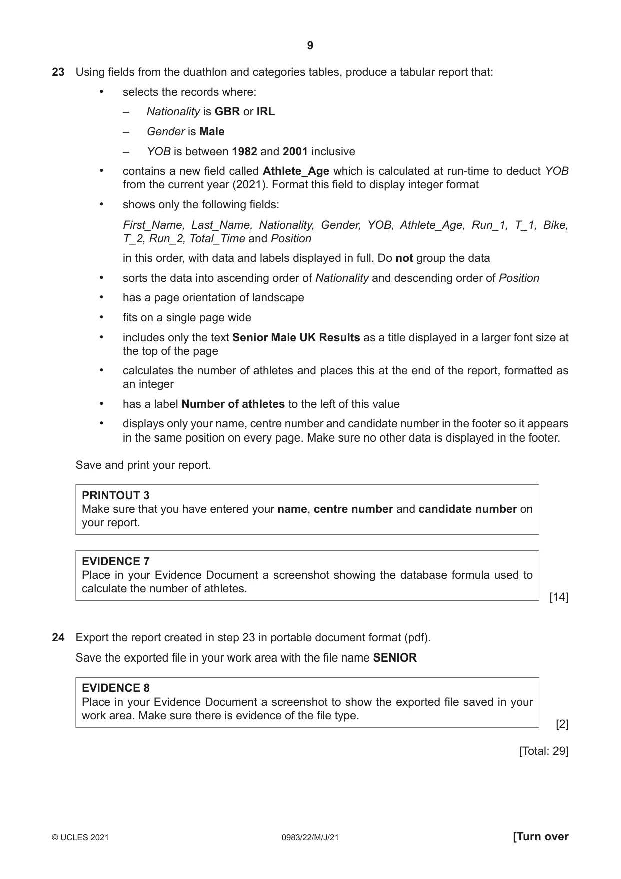Cambridge IGCSE Information and Communication Technology (9-1) 0983 2021 May/June Paper 2 · Variant 2 question paper, page 9 of 12