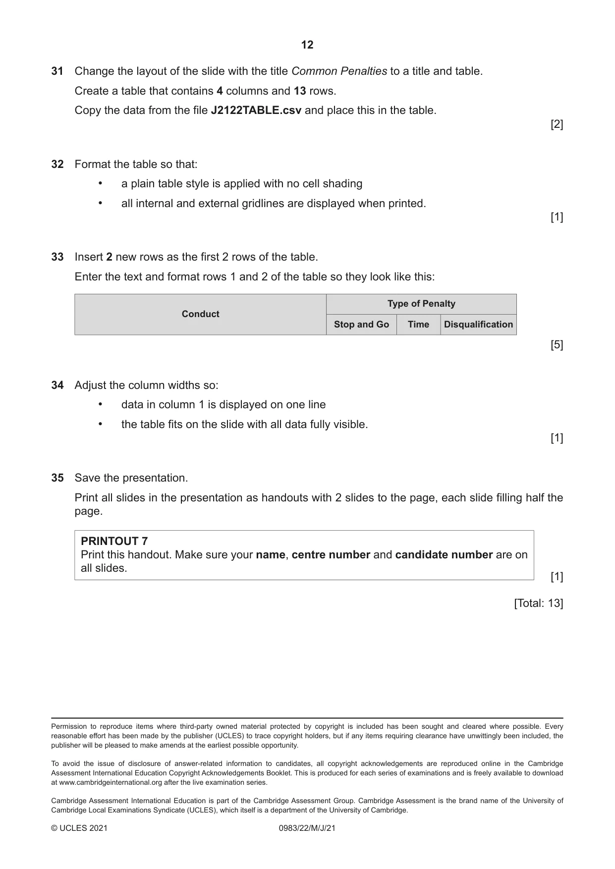 Cambridge IGCSE Information and Communication Technology (9-1) 0983 2021 May/June Paper 2 · Variant 2 question paper, page 12 of 12