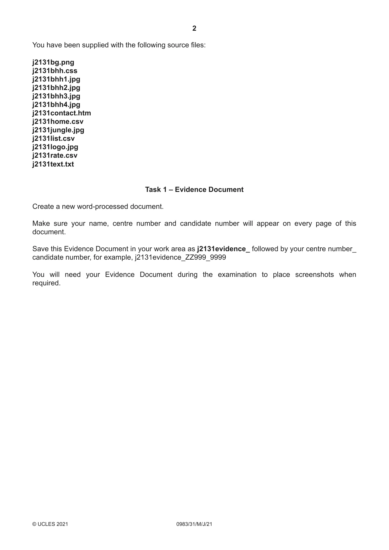 Cambridge IGCSE Information and Communication Technology (9-1) 0983 2021 May/June Paper 3 · Variant 1 question paper, page 2 of 12