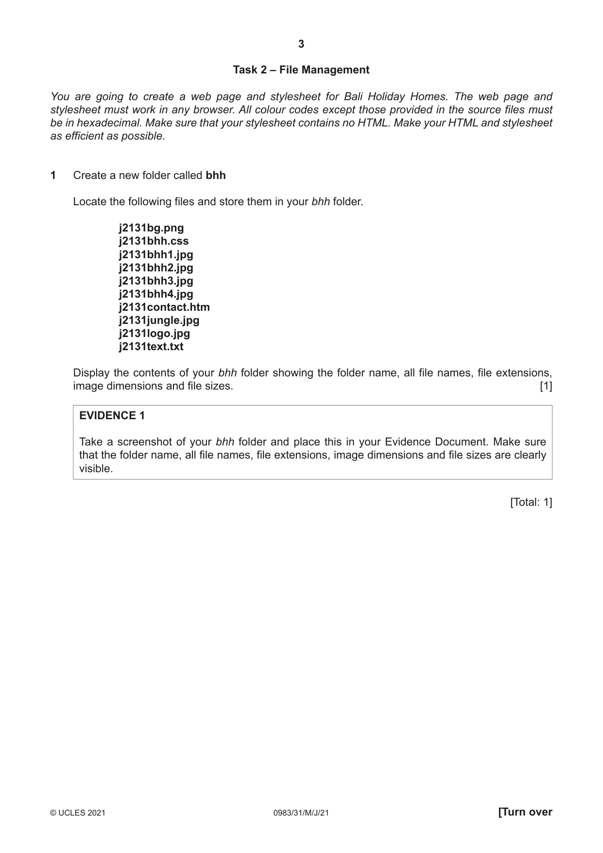 Cambridge IGCSE Information and Communication Technology (9-1) 0983 2021 May/June Paper 3 · Variant 1 question paper, page 3 of 12