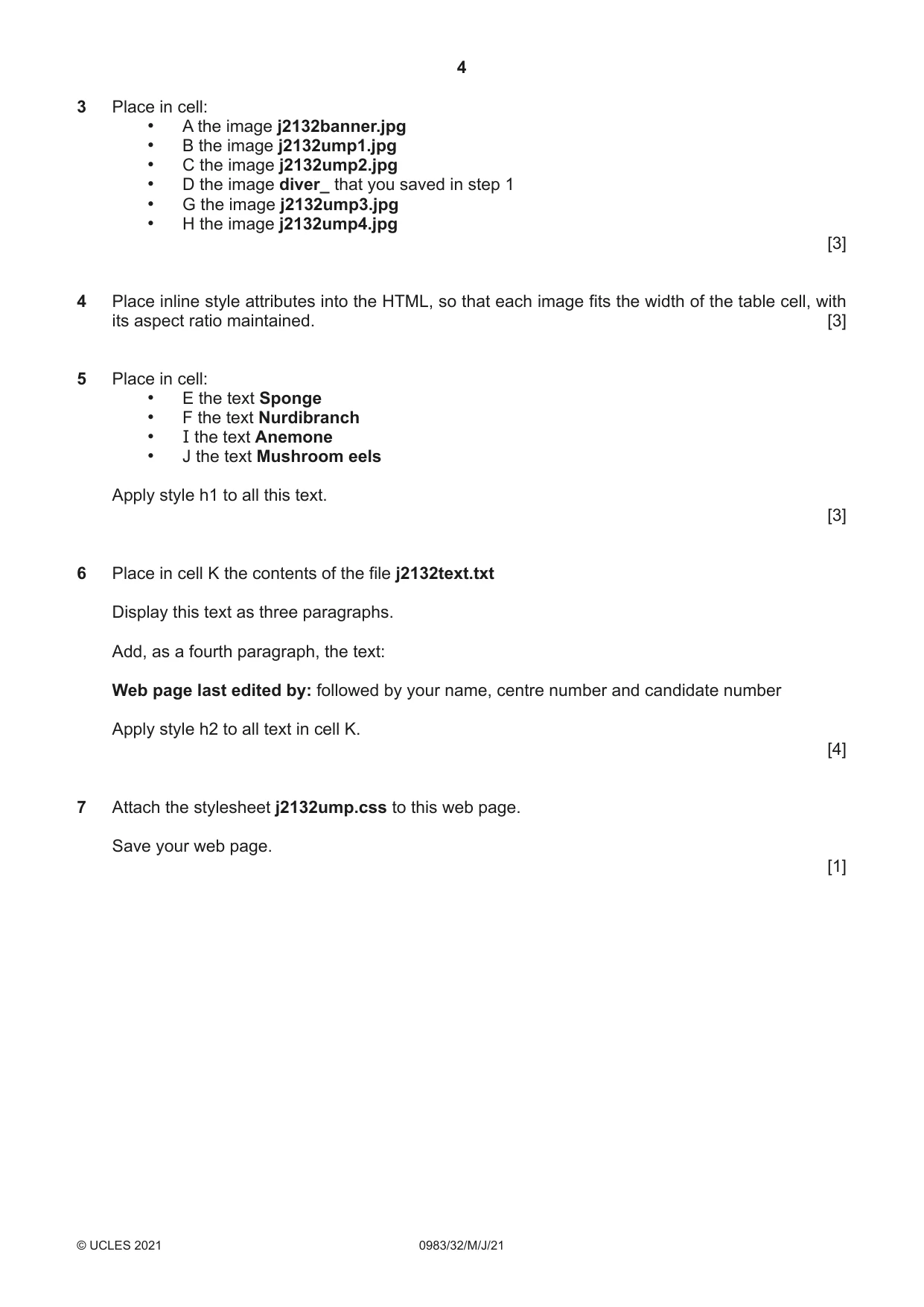 Cambridge IGCSE Information and Communication Technology (9-1) 0983 2021 May/June Paper 3 · Variant 2 question paper, page 4 of 12