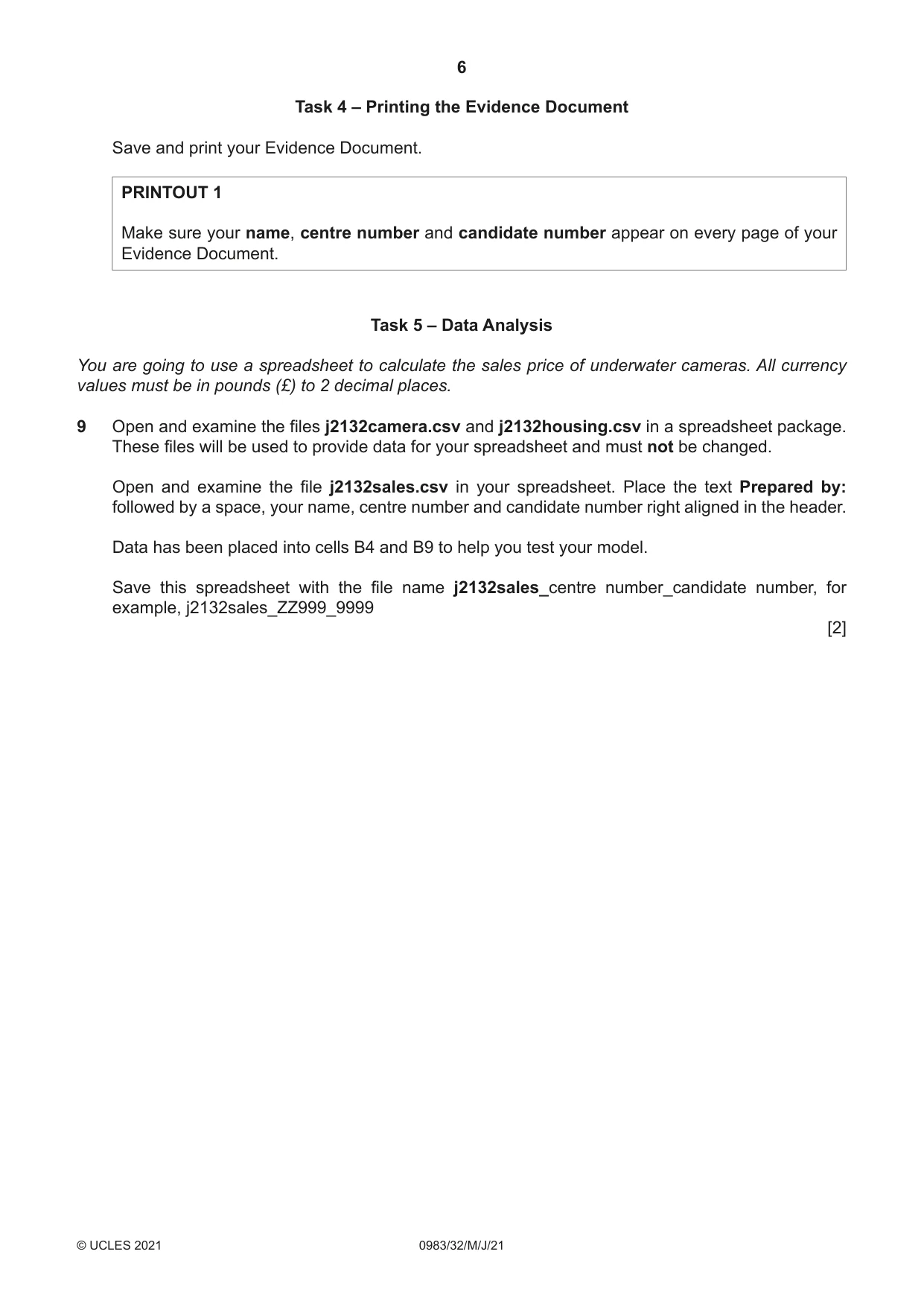 Cambridge IGCSE Information and Communication Technology (9-1) 0983 2021 May/June Paper 3 · Variant 2 question paper, page 6 of 12