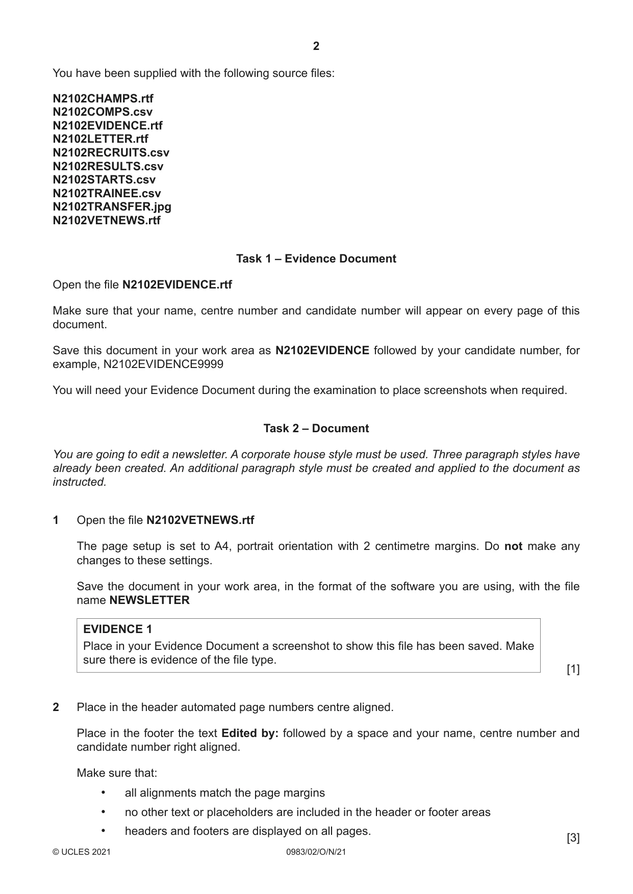 Cambridge IGCSE Information and Communication Technology (9-1) 0983 2021 Oct/Nov Paper 2 · Variant 0 question paper, page 2 of 12