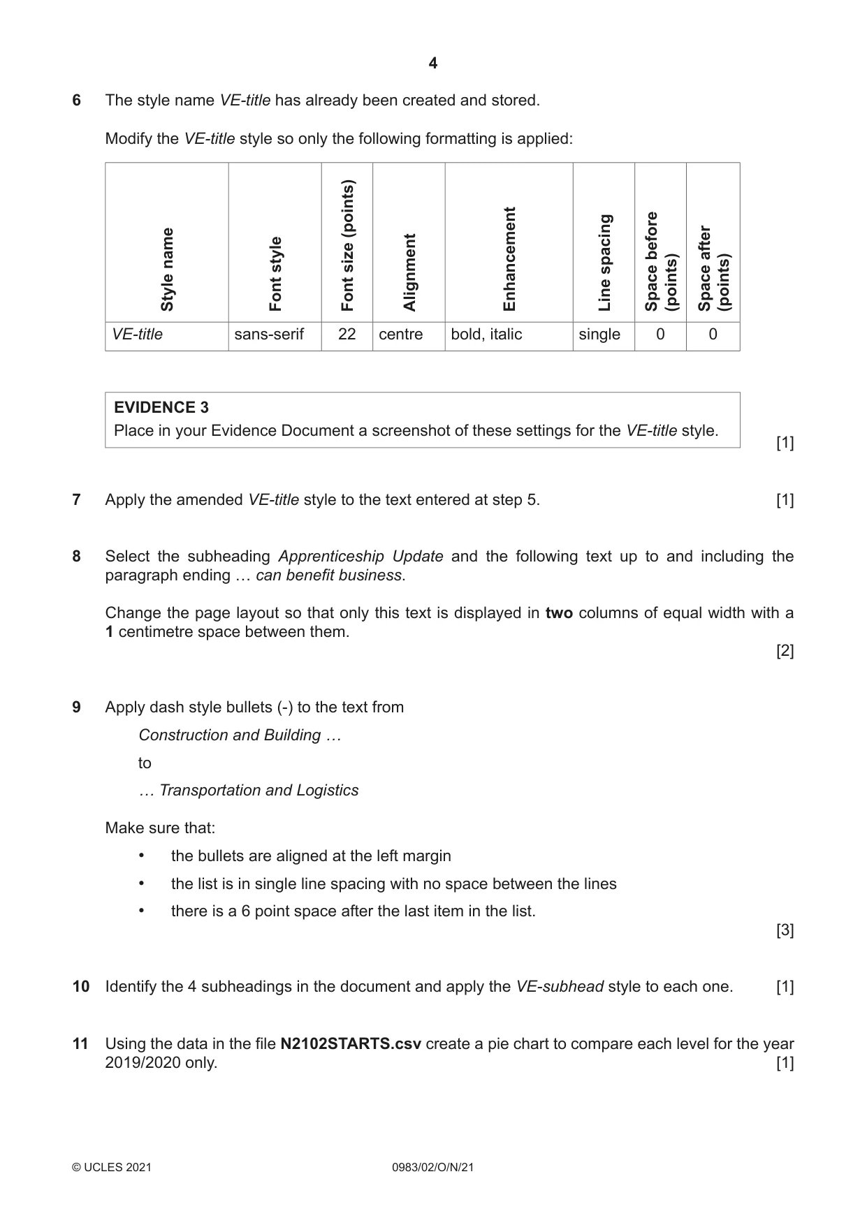 Cambridge IGCSE Information and Communication Technology (9-1) 0983 2021 Oct/Nov Paper 2 · Variant 0 question paper, page 4 of 12