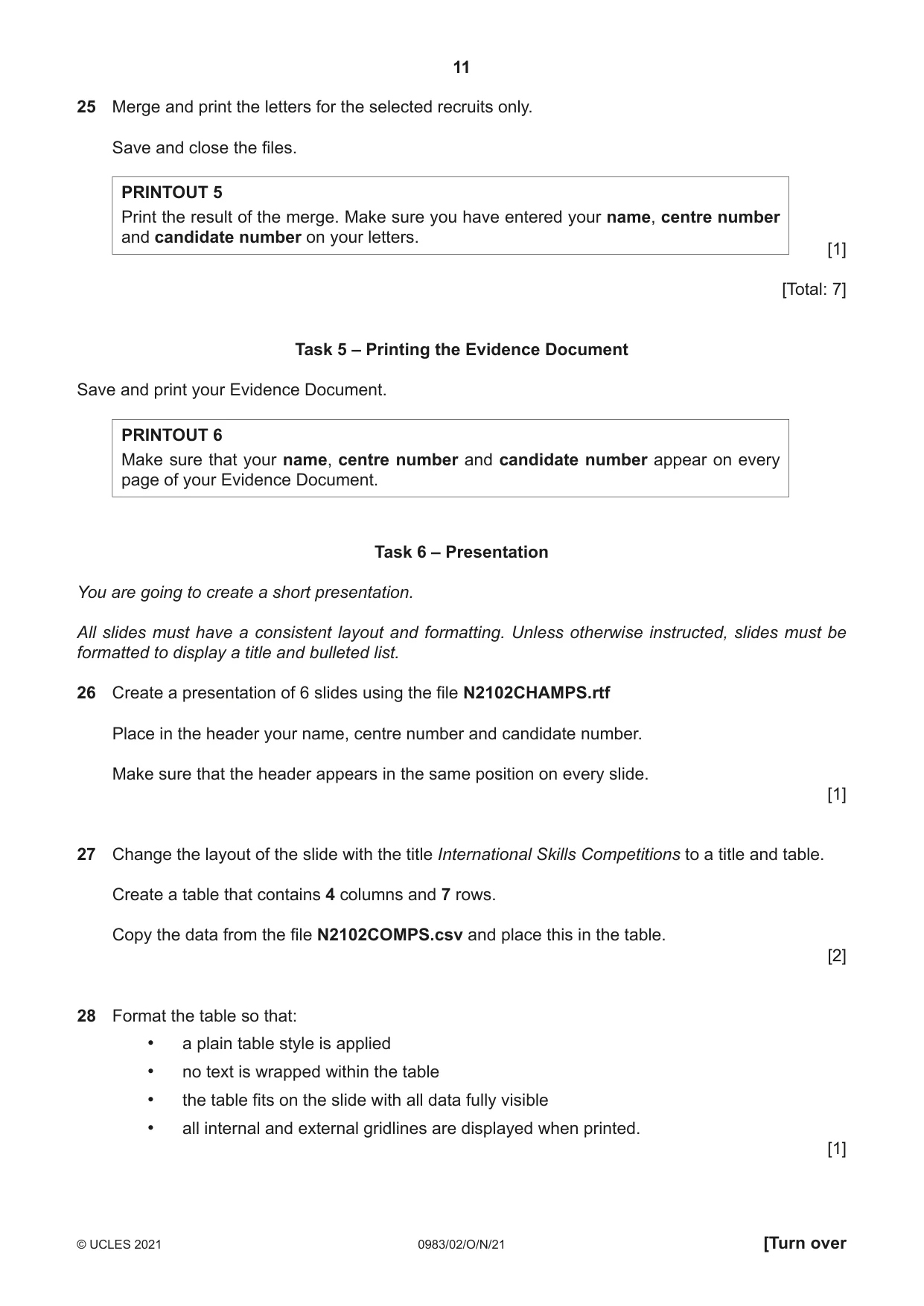 Cambridge IGCSE Information and Communication Technology (9-1) 0983 2021 Oct/Nov Paper 2 · Variant 0 question paper, page 11 of 12