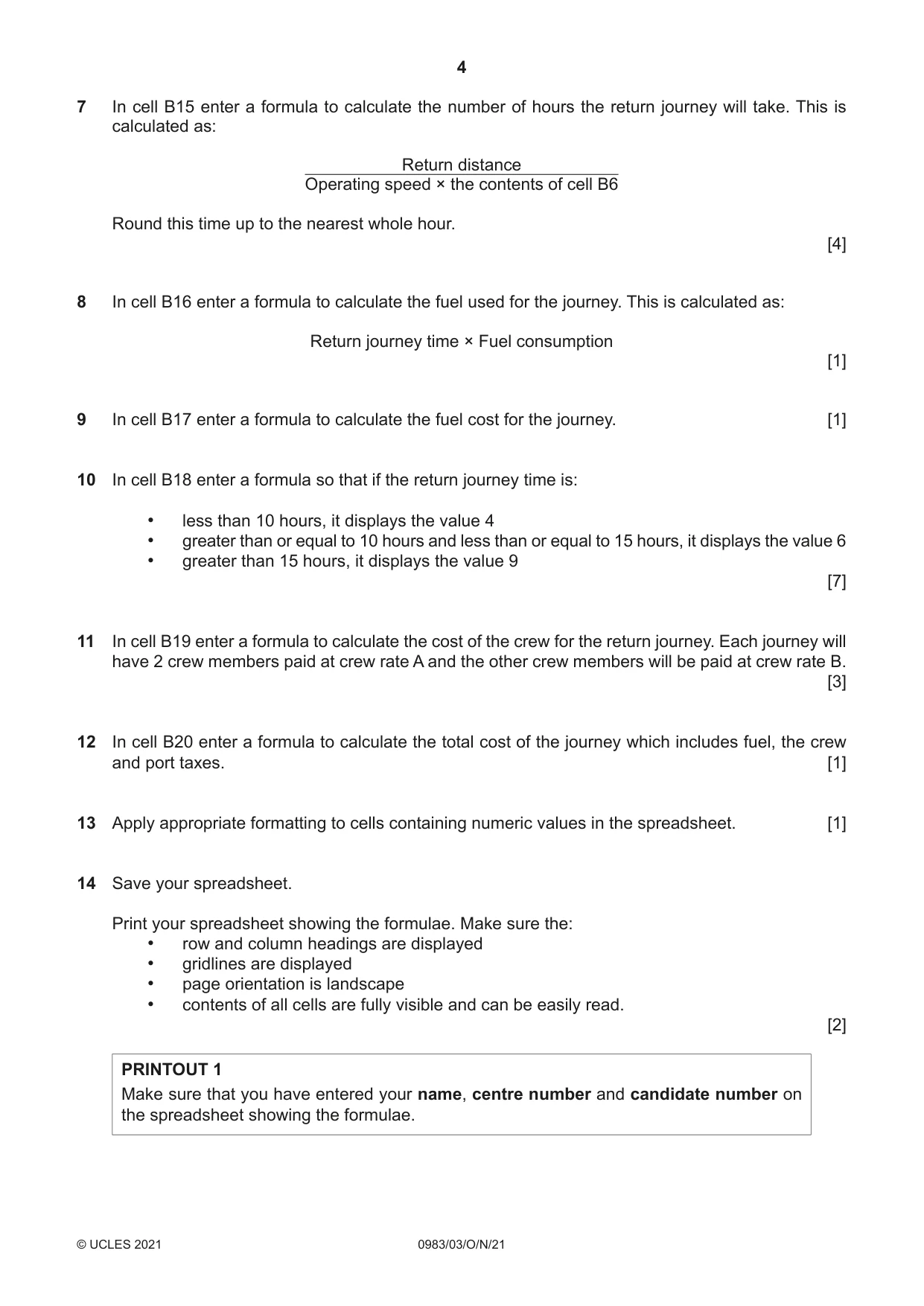 Cambridge IGCSE Information and Communication Technology (9-1) 0983 2021 Oct/Nov Paper 3 · Variant 0 question paper, page 4 of 8