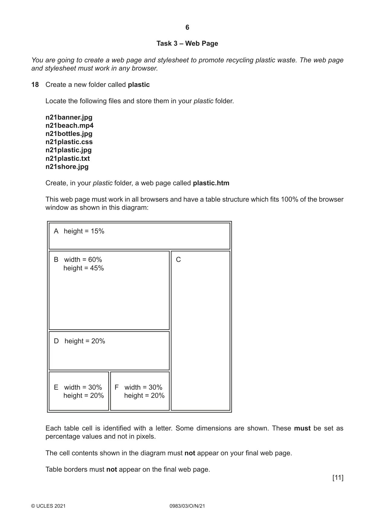 Cambridge IGCSE Information and Communication Technology (9-1) 0983 2021 Oct/Nov Paper 3 · Variant 0 question paper, page 6 of 8