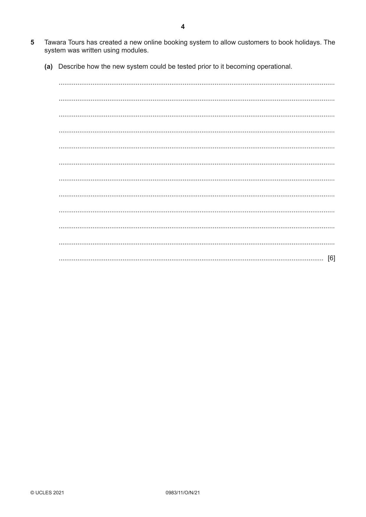 Cambridge IGCSE Information and Communication Technology (9-1) 0983 2021 Oct/Nov Paper 1 · Variant 1 question paper, page 4 of 16