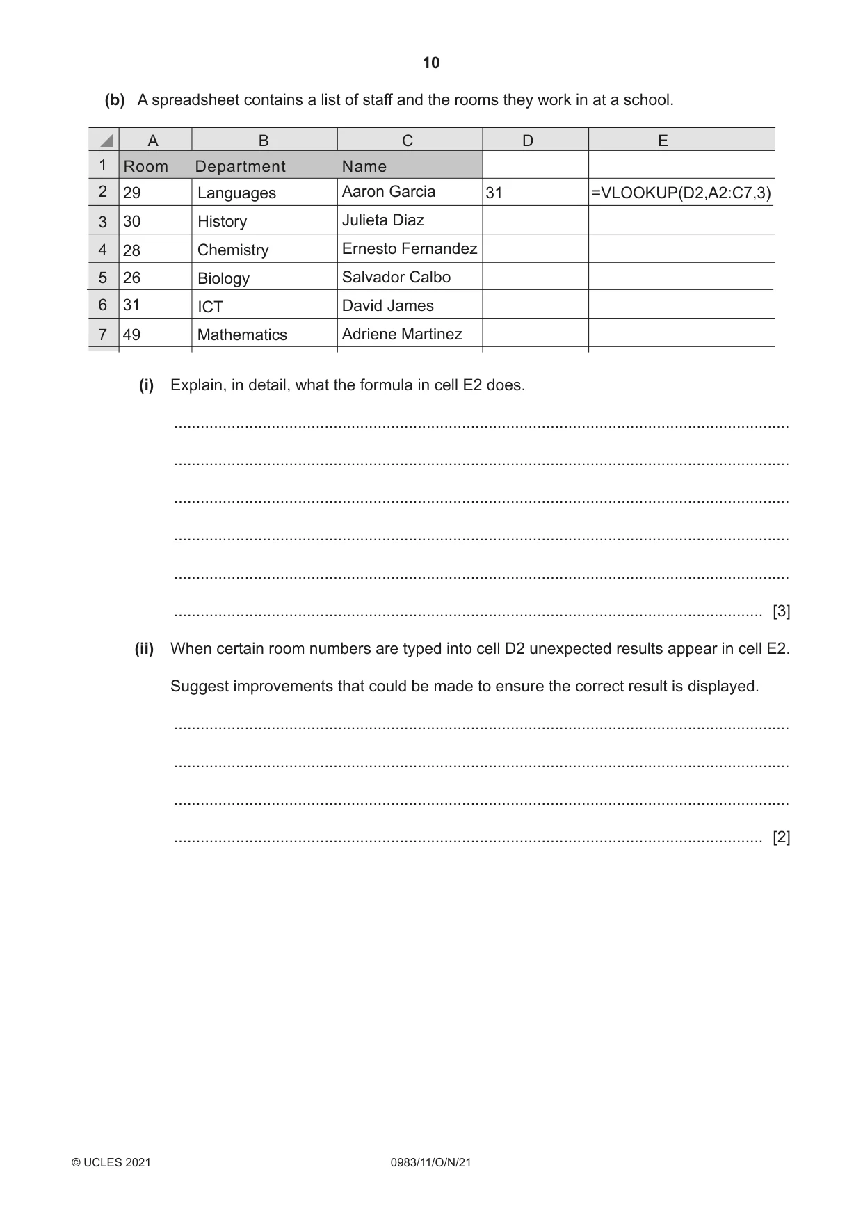 Cambridge IGCSE Information and Communication Technology (9-1) 0983 2021 Oct/Nov Paper 1 · Variant 1 question paper, page 10 of 16