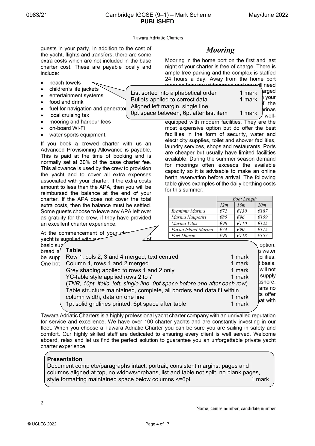 Mark scheme, page 4 of 17