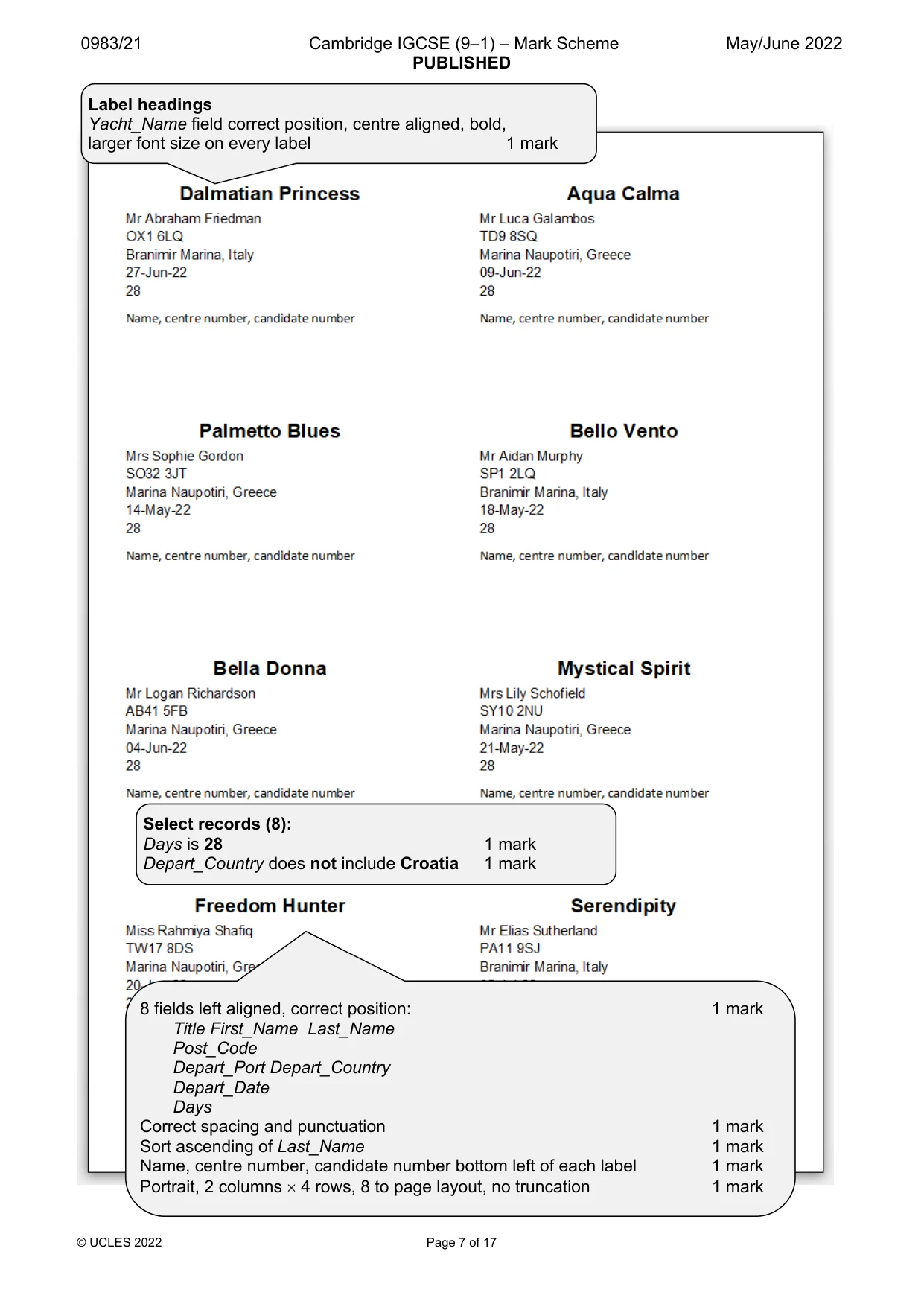 Mark scheme, page 7 of 17
