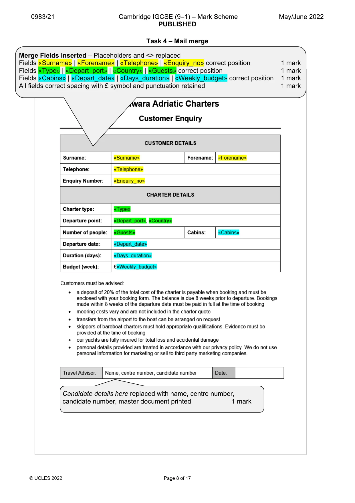 Mark scheme, page 8 of 17