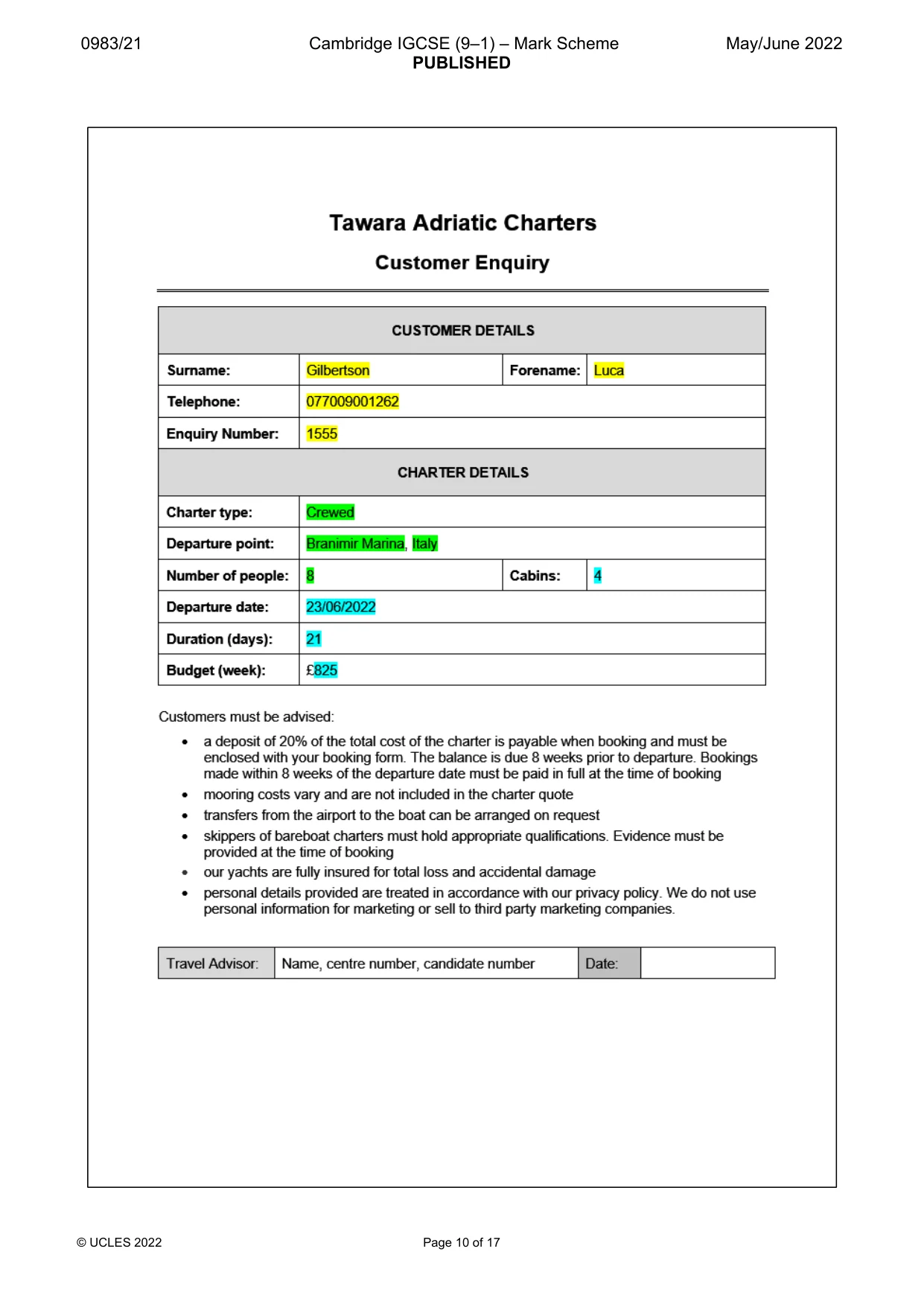 Mark scheme, page 10 of 17