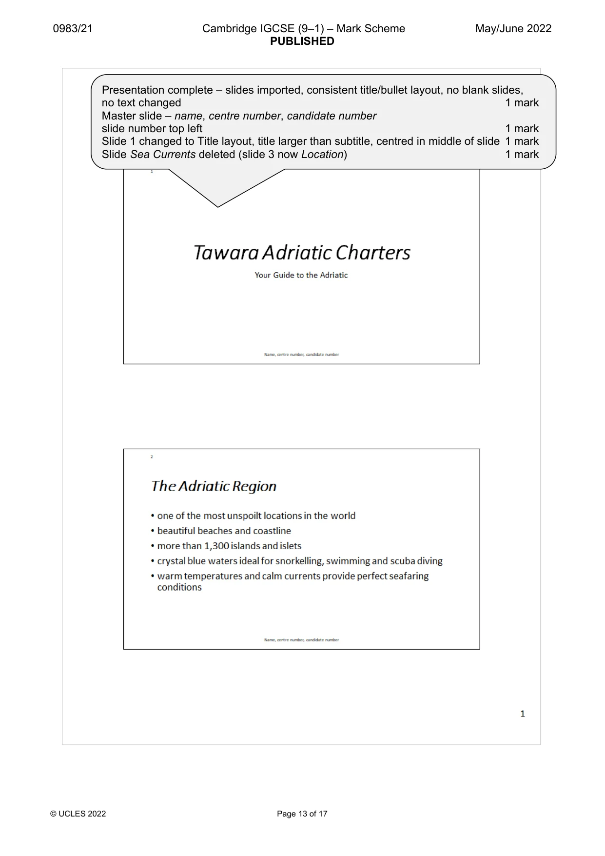 Mark scheme, page 13 of 17