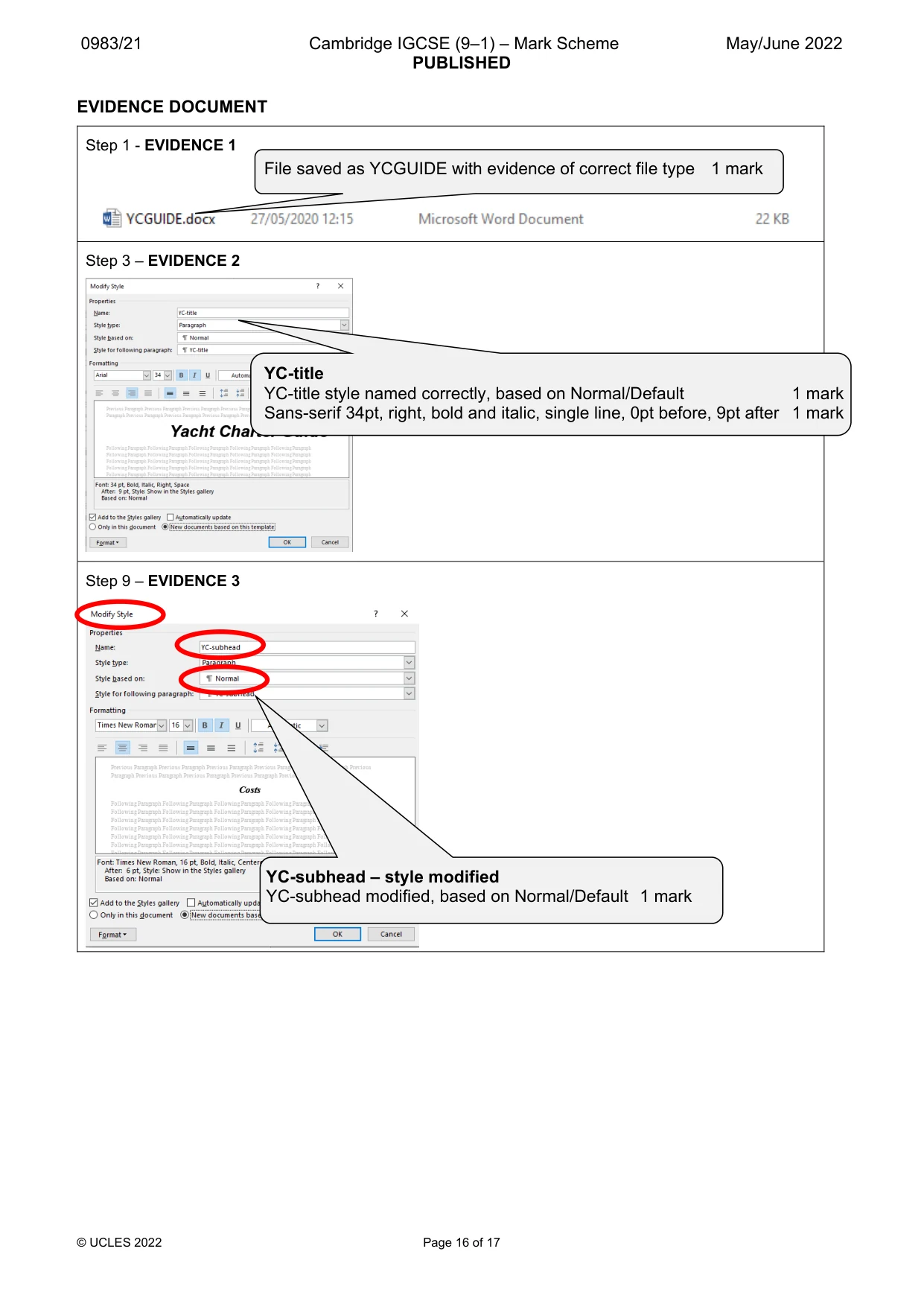 Mark scheme, page 16 of 17