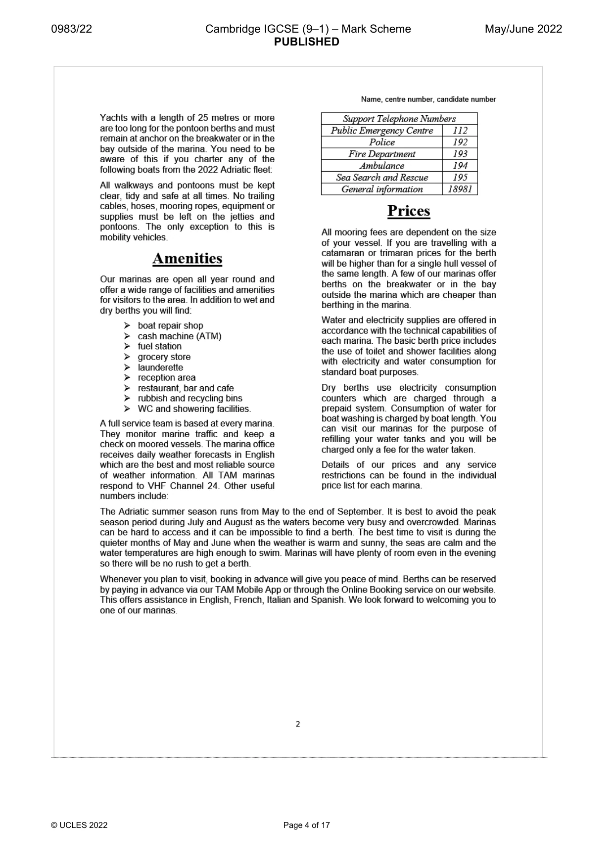 Mark scheme, page 4 of 17
