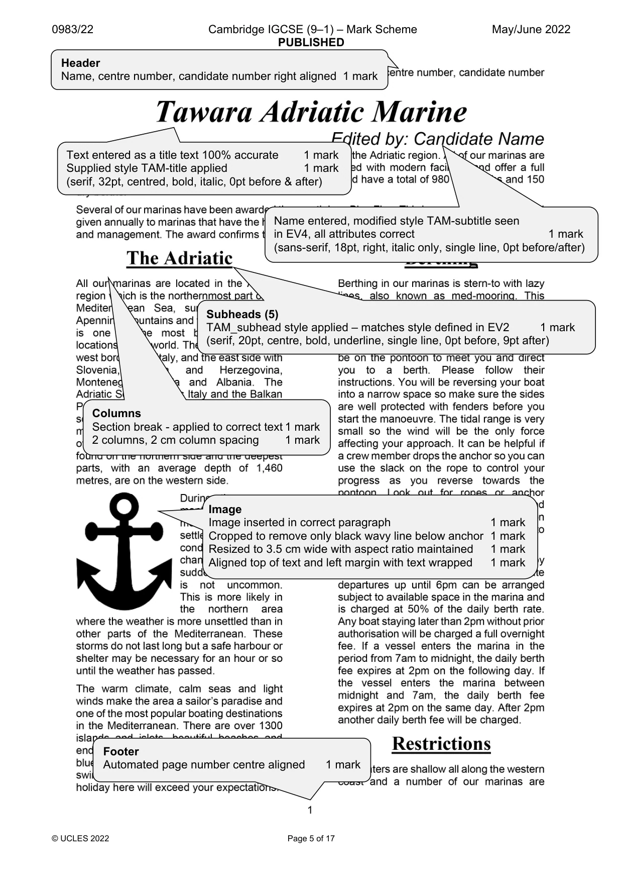 Mark scheme, page 5 of 17