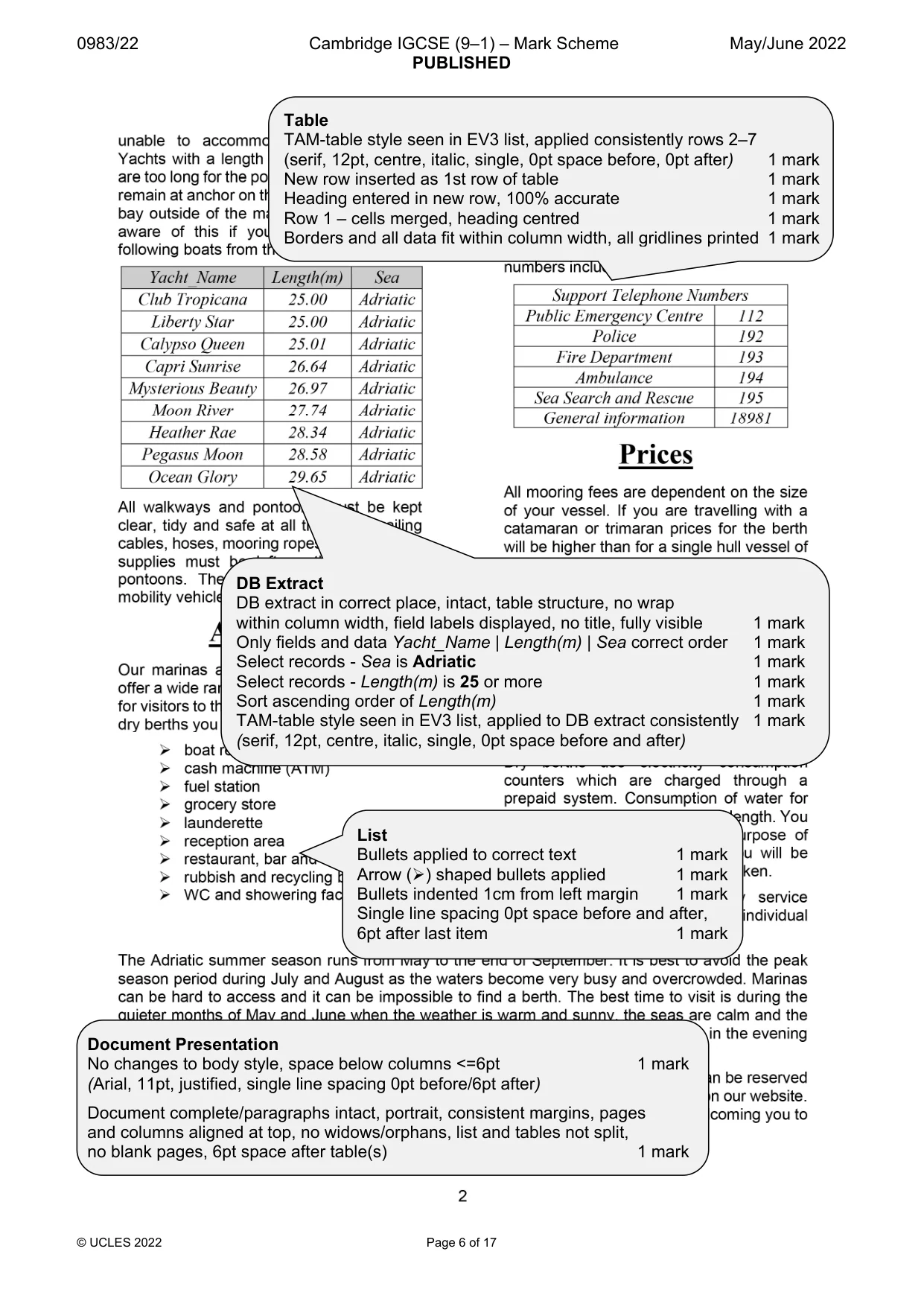 Mark scheme, page 6 of 17