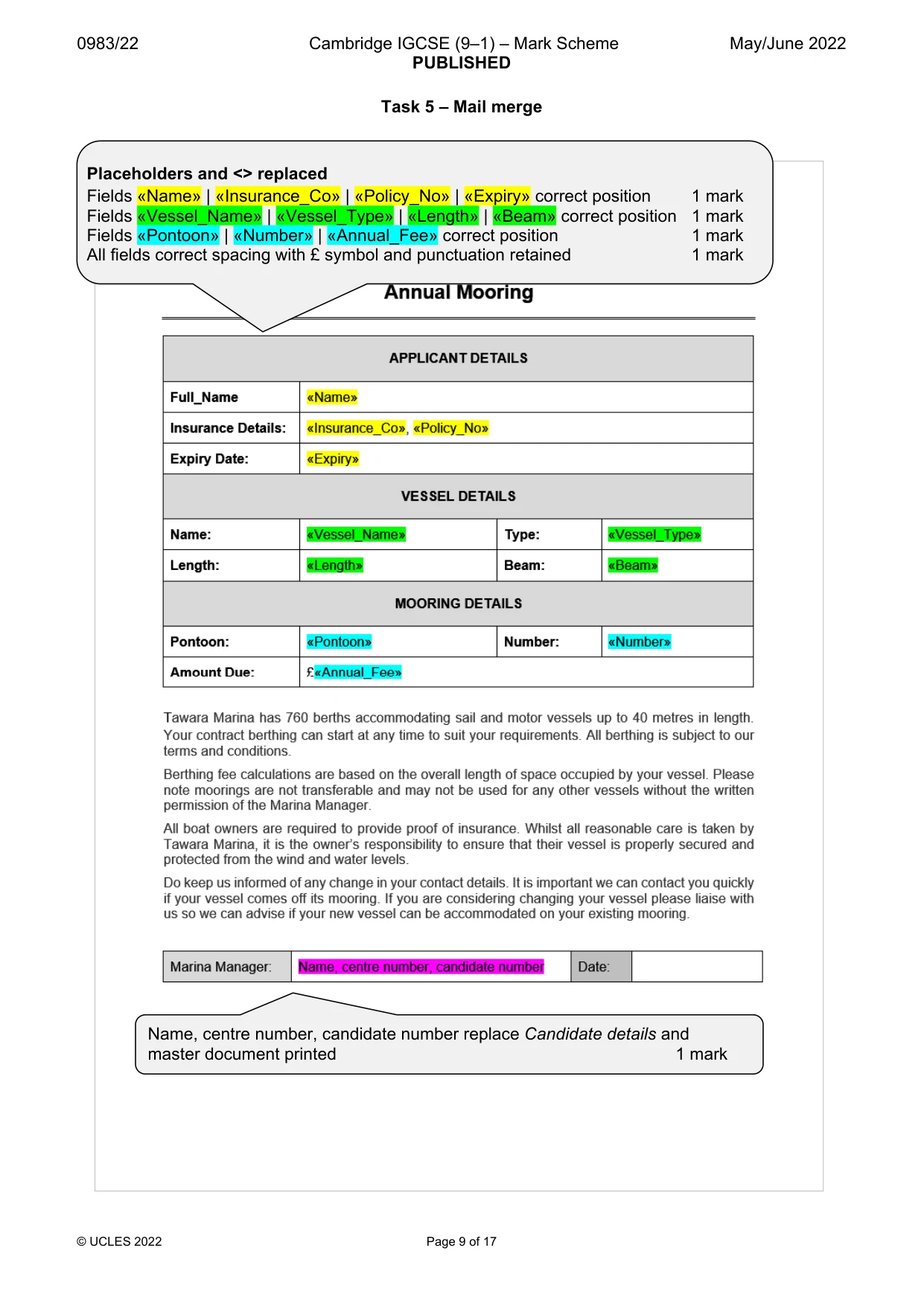 Mark scheme, page 9 of 17