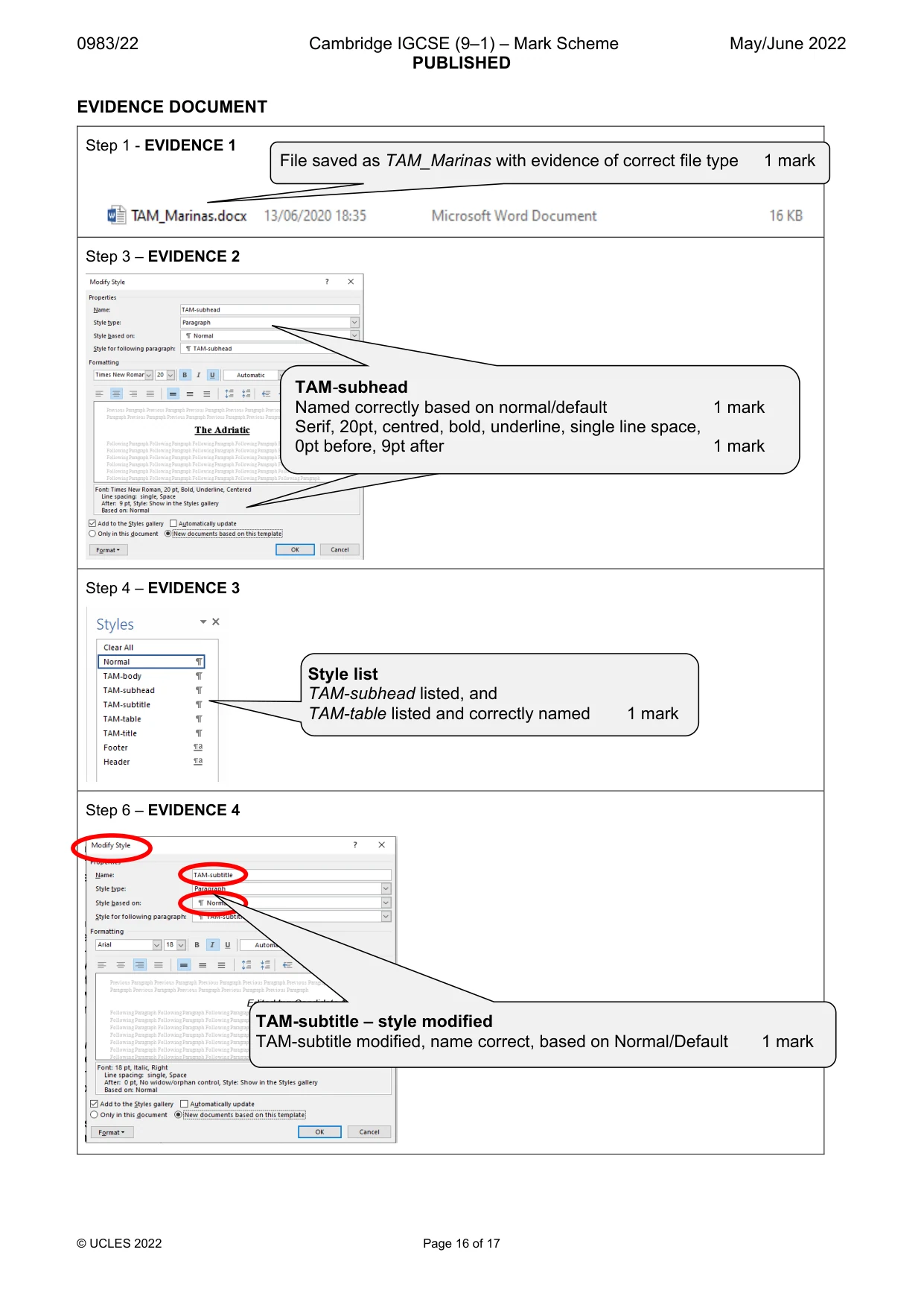 Mark scheme, page 16 of 17