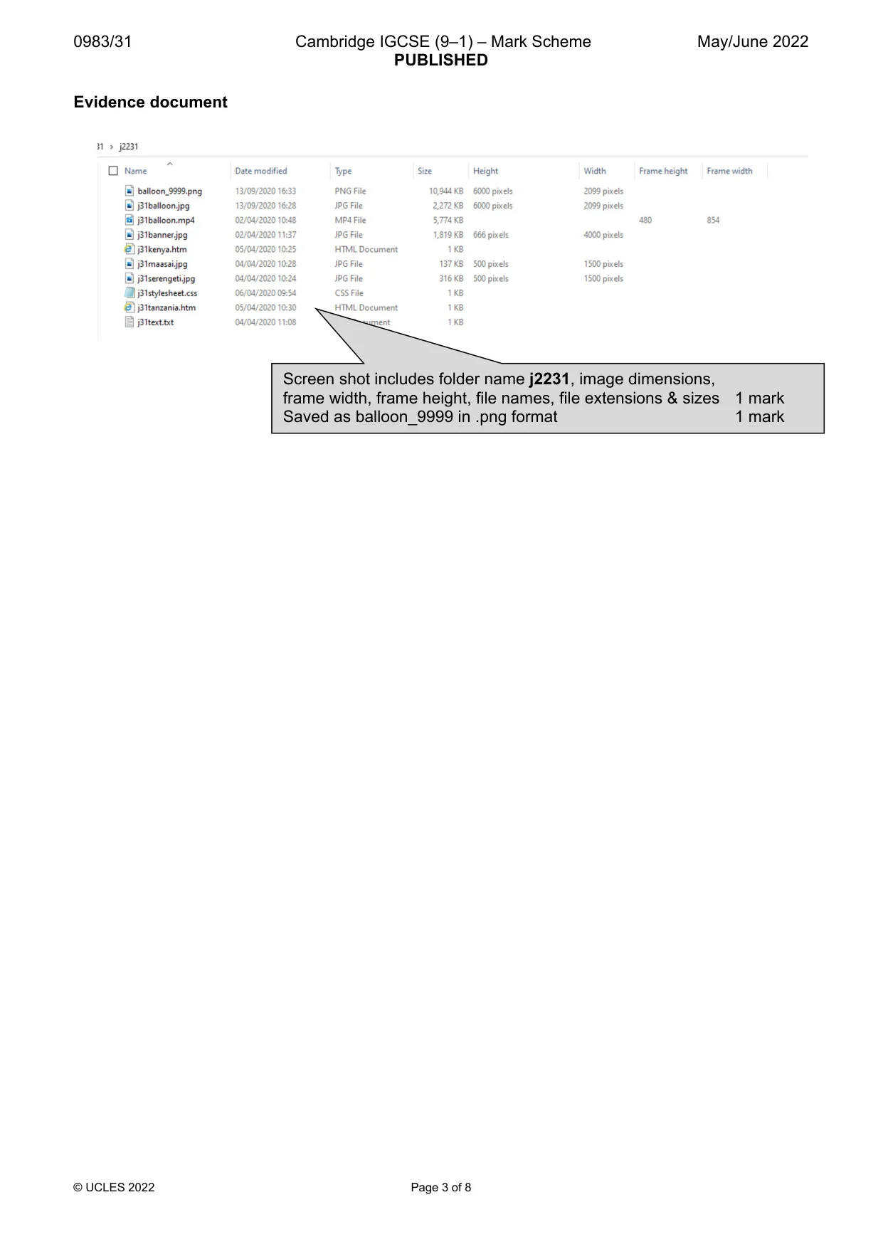 Mark scheme, page 3 of 8
