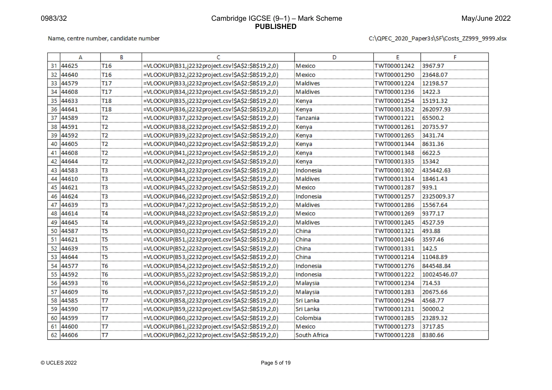 Mark scheme, page 5 of 19