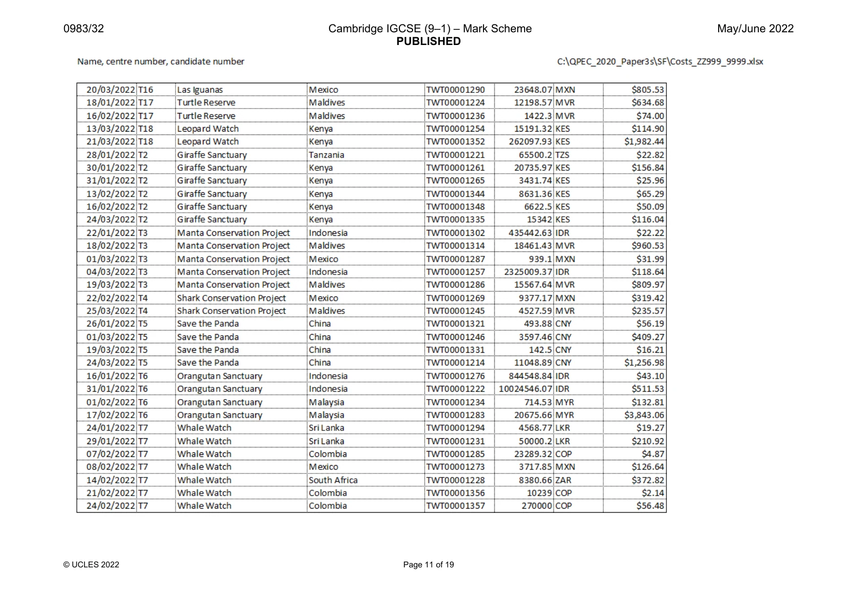 Mark scheme, page 11 of 19