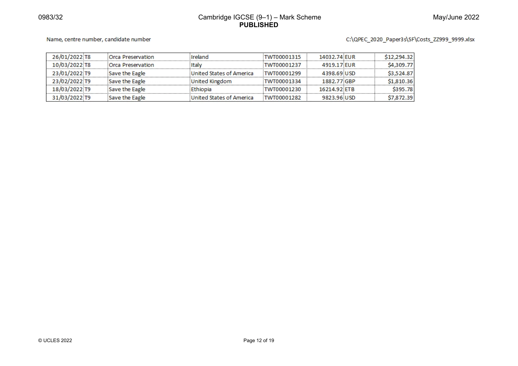 Mark scheme, page 12 of 19