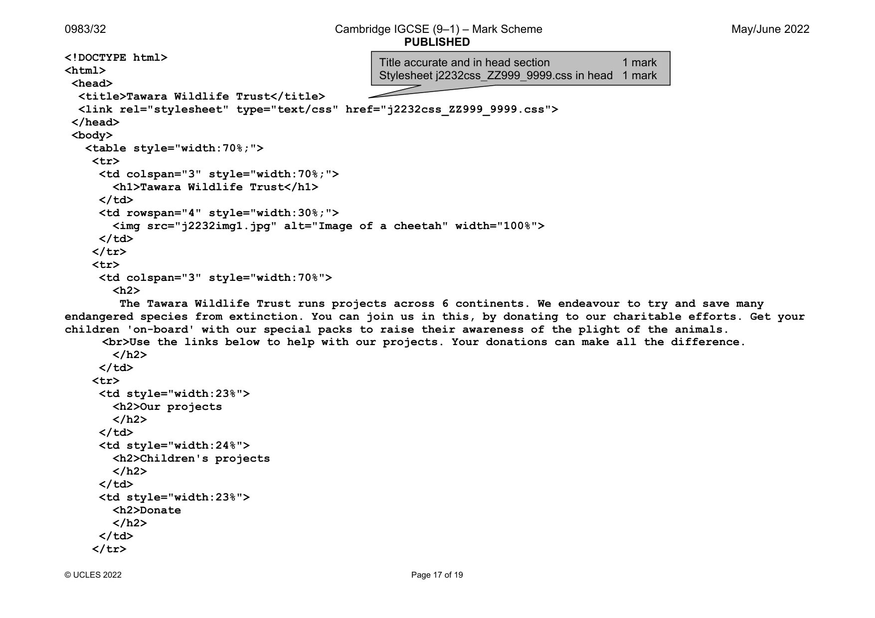 Mark scheme, page 17 of 19