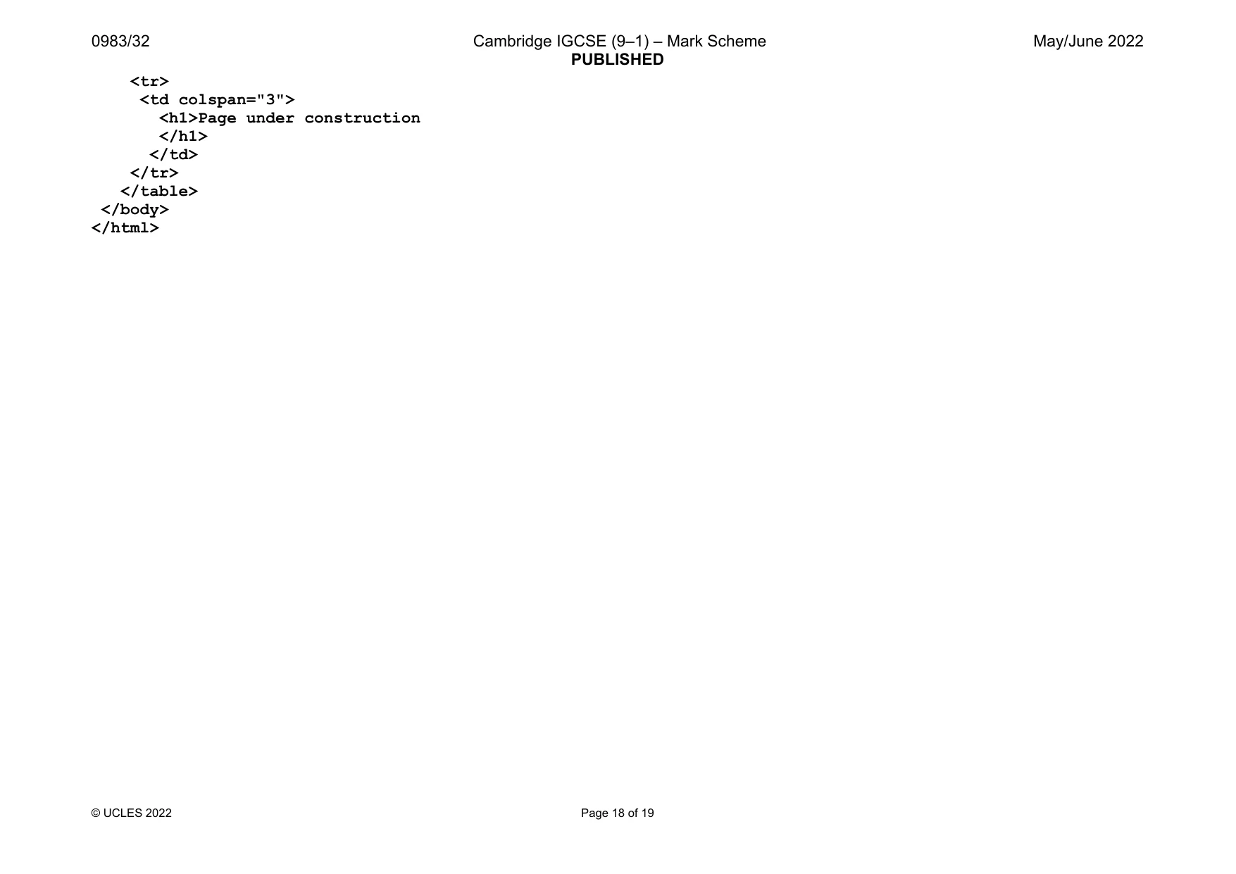 Mark scheme, page 18 of 19