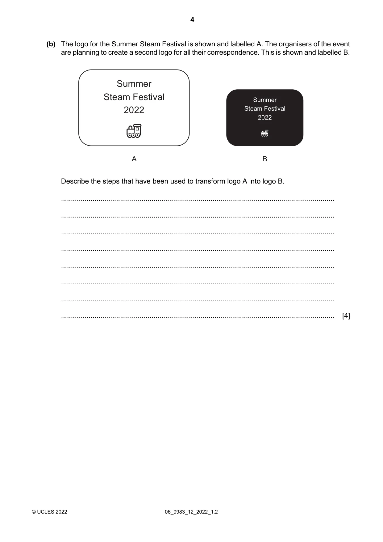 Cambridge IGCSE Information and Communication Technology (9-1) 0983 2022 May/June Paper 1 · Variant 2 question paper, page 4 of 16