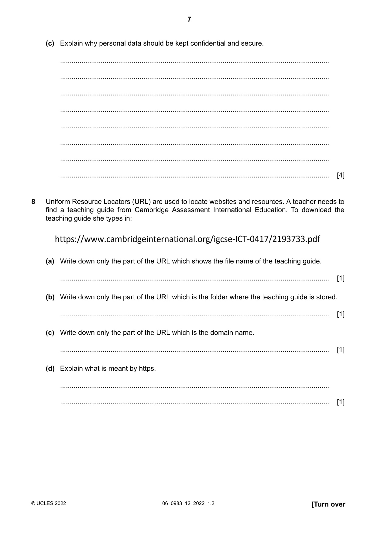 Cambridge IGCSE Information and Communication Technology (9-1) 0983 2022 May/June Paper 1 · Variant 2 question paper, page 7 of 16