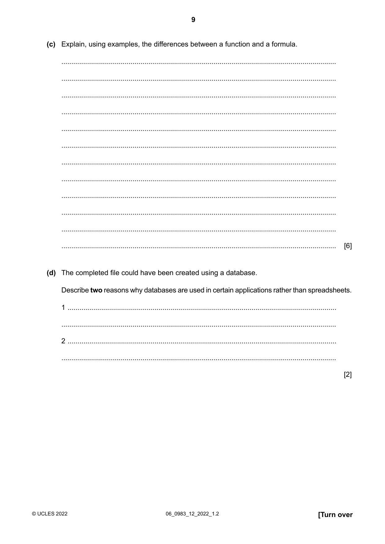 Cambridge IGCSE Information and Communication Technology (9-1) 0983 2022 May/June Paper 1 · Variant 2 question paper, page 9 of 16