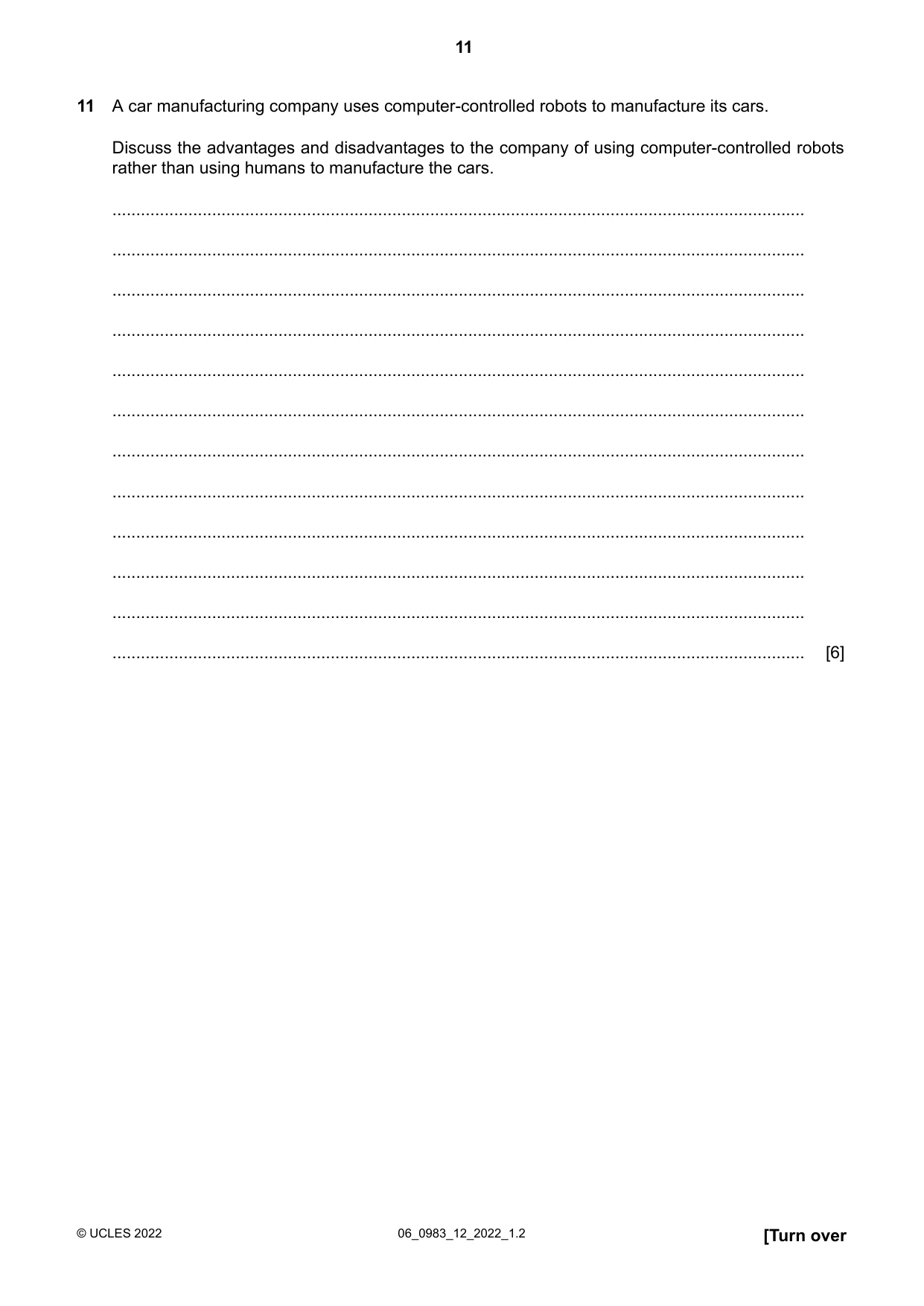 Cambridge IGCSE Information and Communication Technology (9-1) 0983 2022 May/June Paper 1 · Variant 2 question paper, page 11 of 16
