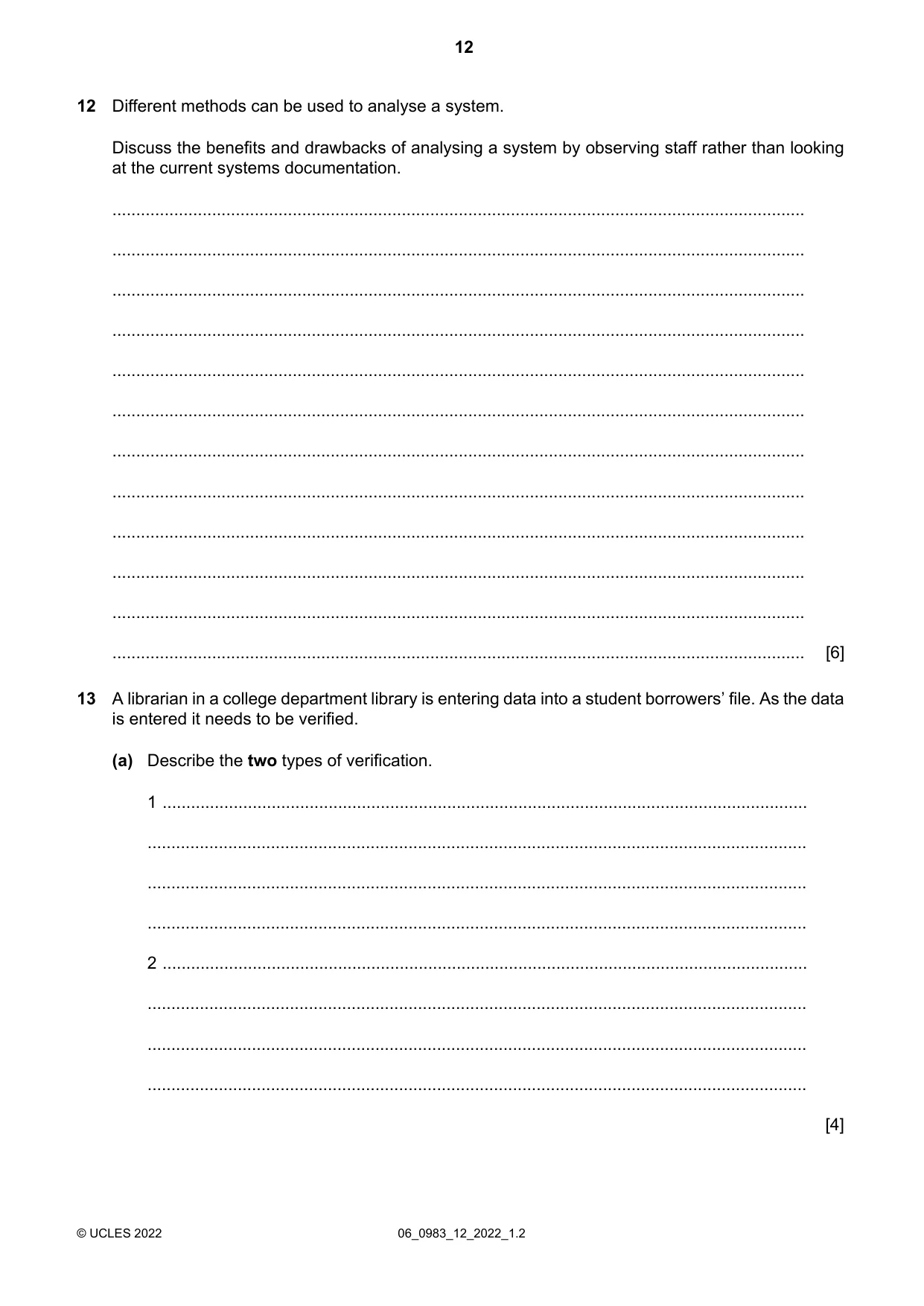 Cambridge IGCSE Information and Communication Technology (9-1) 0983 2022 May/June Paper 1 · Variant 2 question paper, page 12 of 16