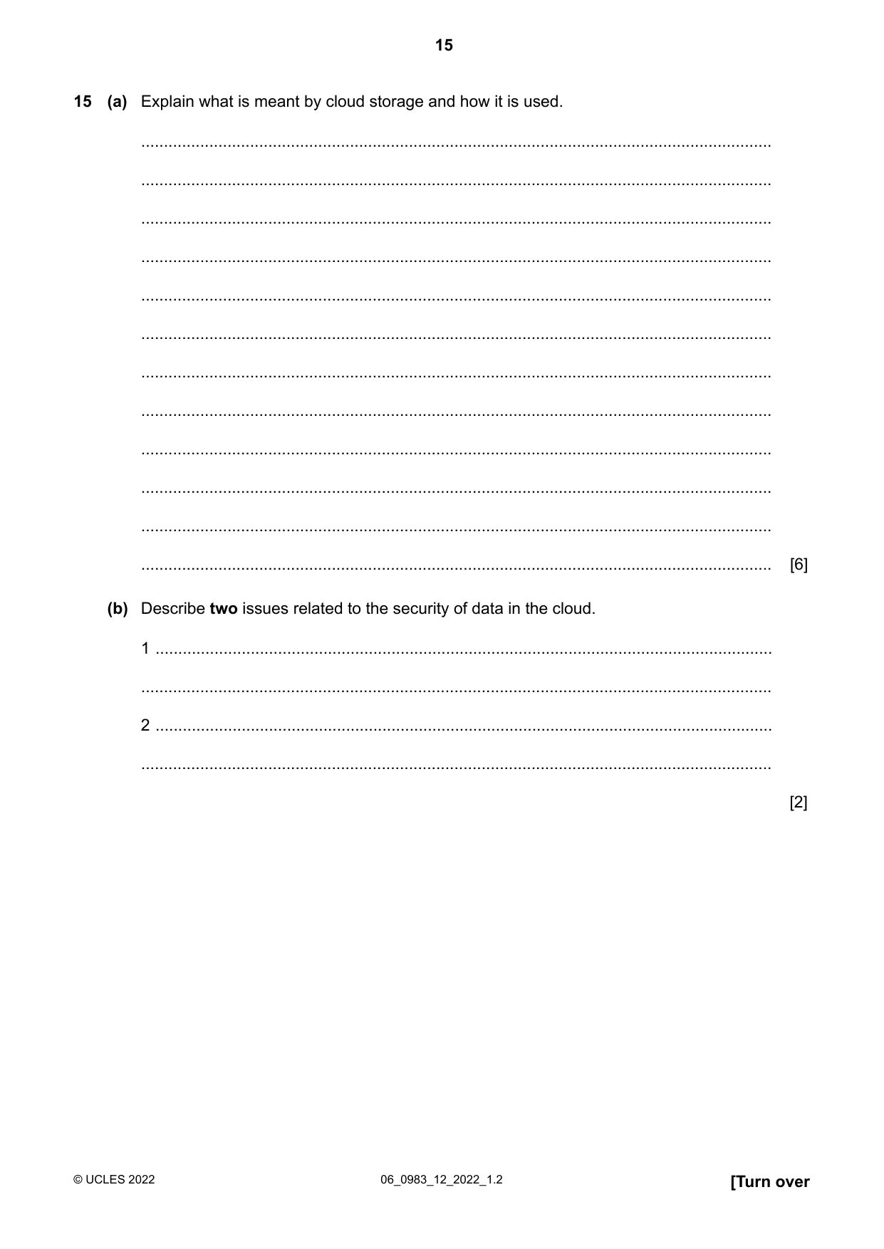 Cambridge IGCSE Information and Communication Technology (9-1) 0983 2022 May/June Paper 1 · Variant 2 question paper, page 15 of 16