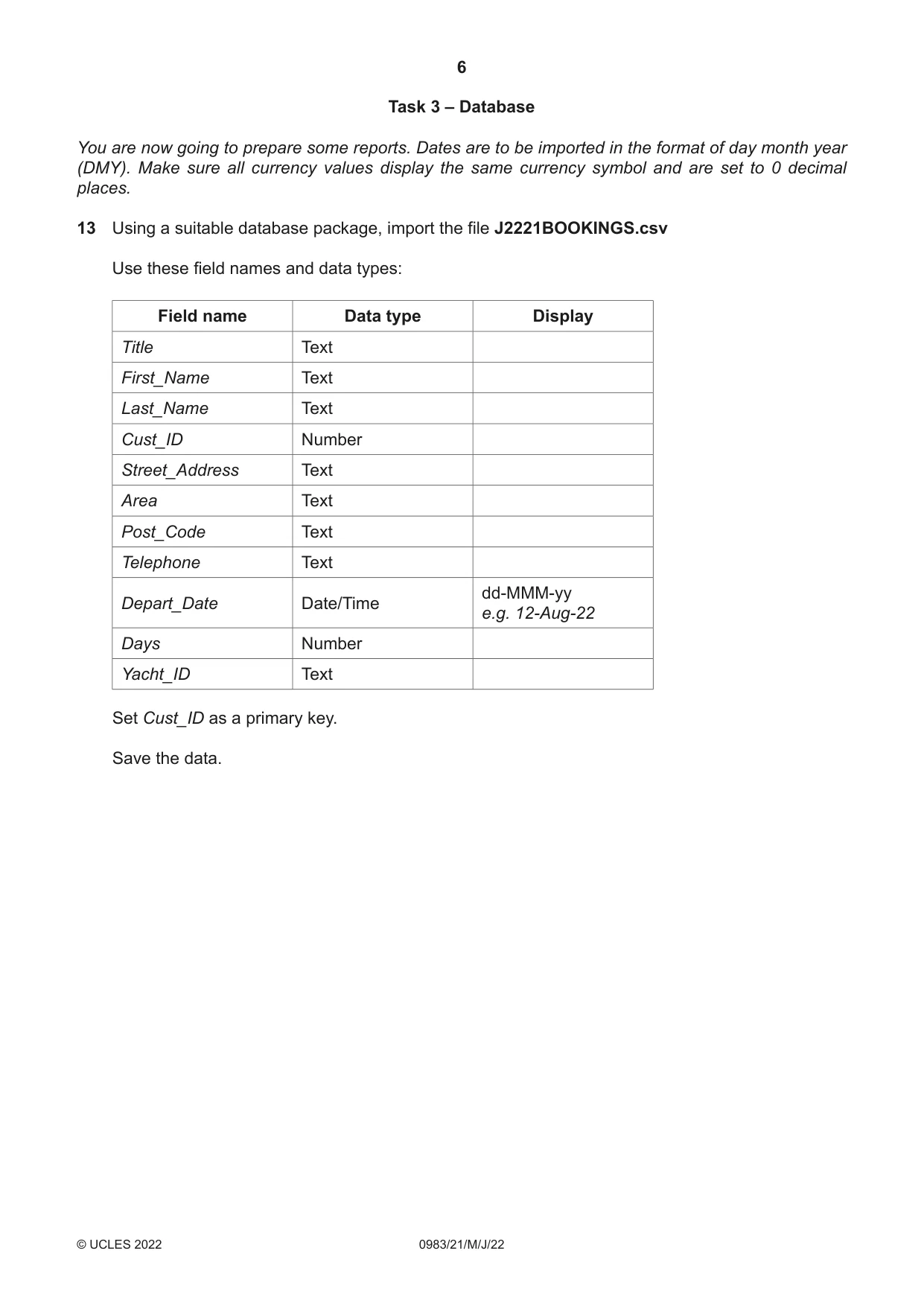 Cambridge IGCSE Information and Communication Technology (9-1) 0983 2022 May/June Paper 2 · Variant 1 question paper, page 6 of 16
